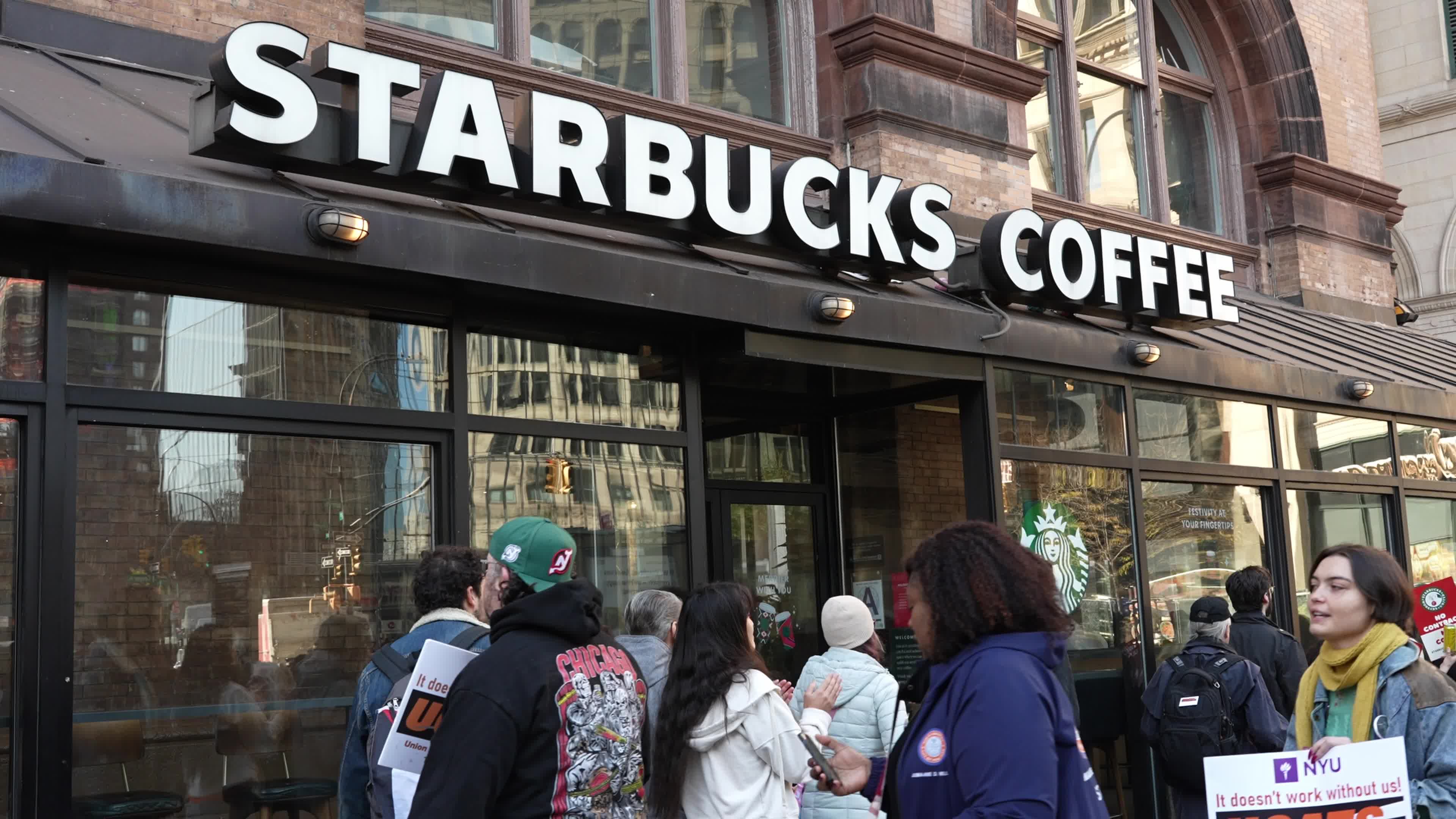 Starbucks Workers on Strike on Red Cup Day