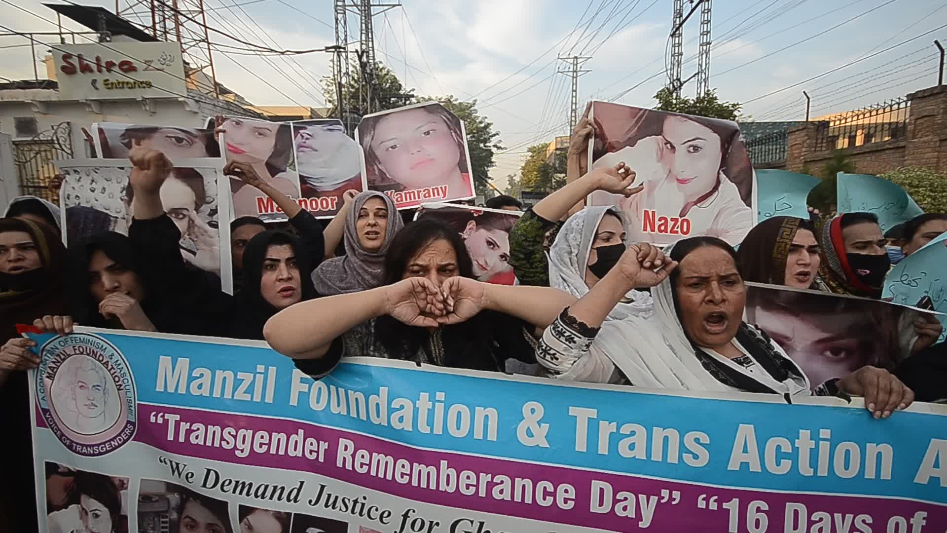 Transgender community protest for their rights in Peshawar
