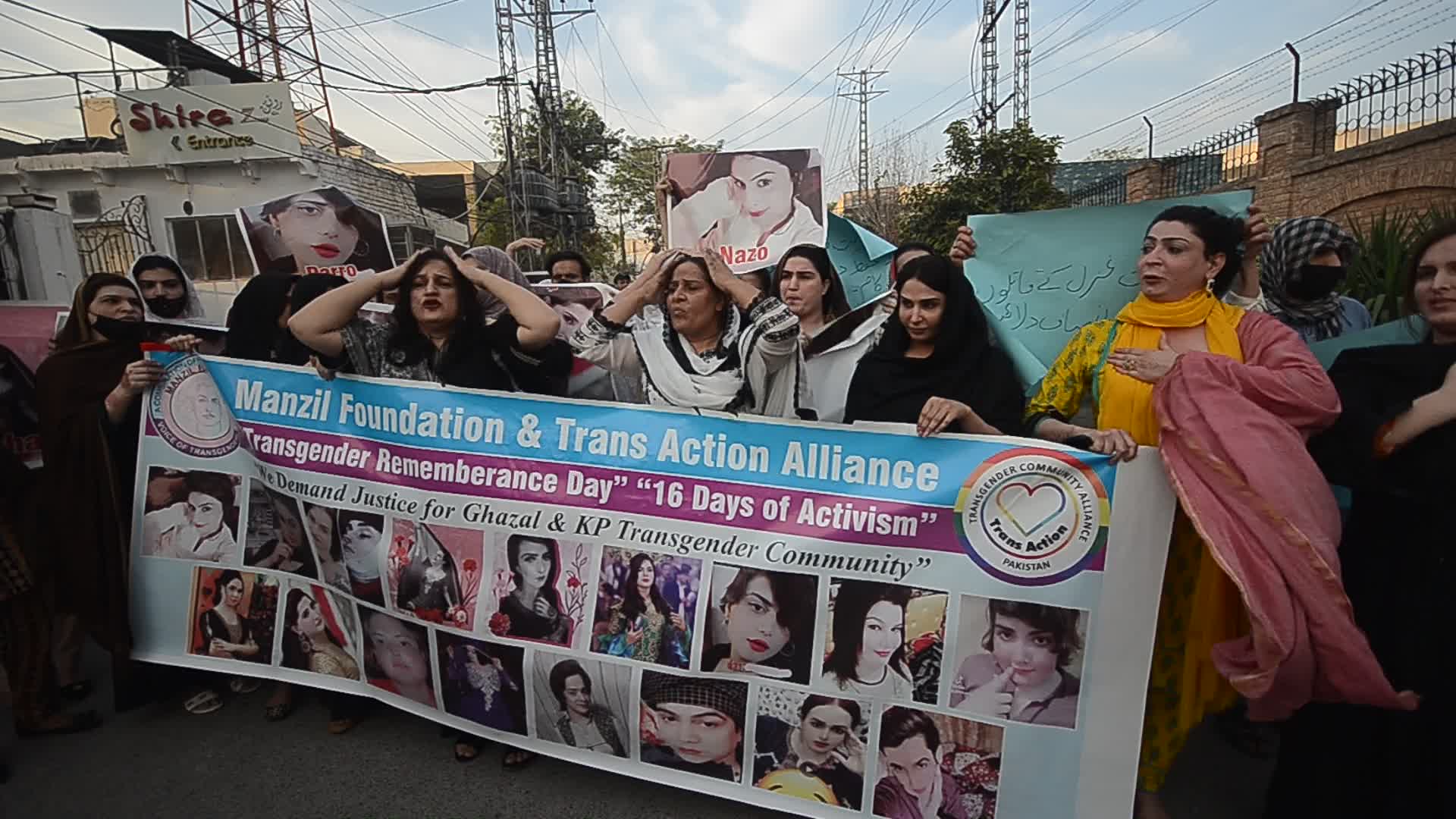 Transgender community protest for their rights in Peshawar
