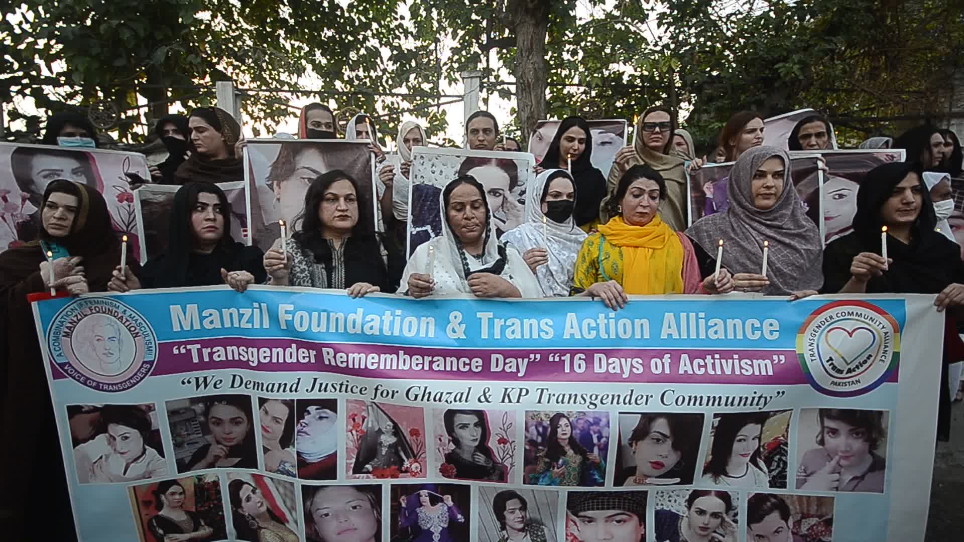Transgender community protest for their rights in Peshawar
