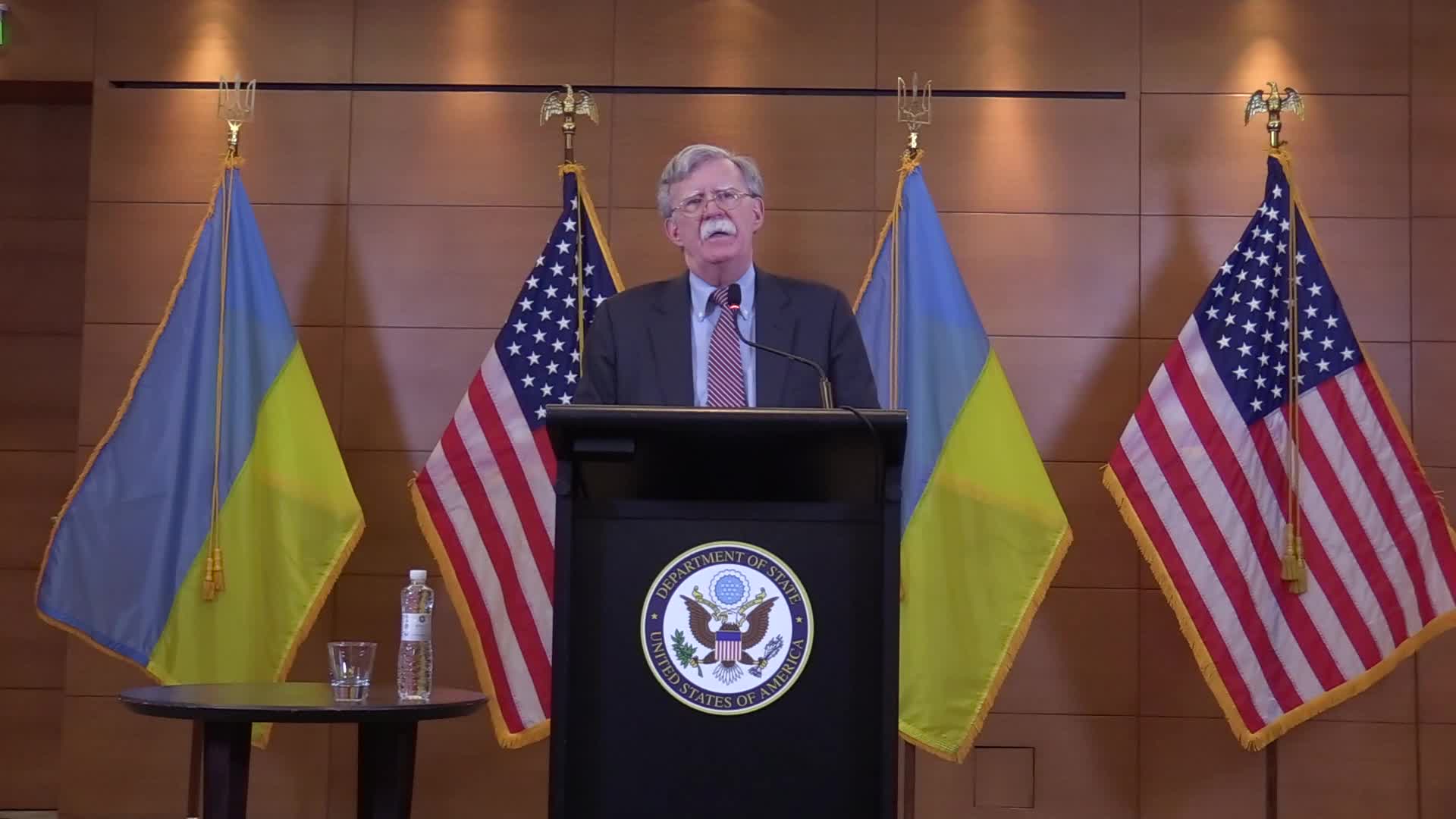 US National Security Advisor John Bolton press conference in Kiev