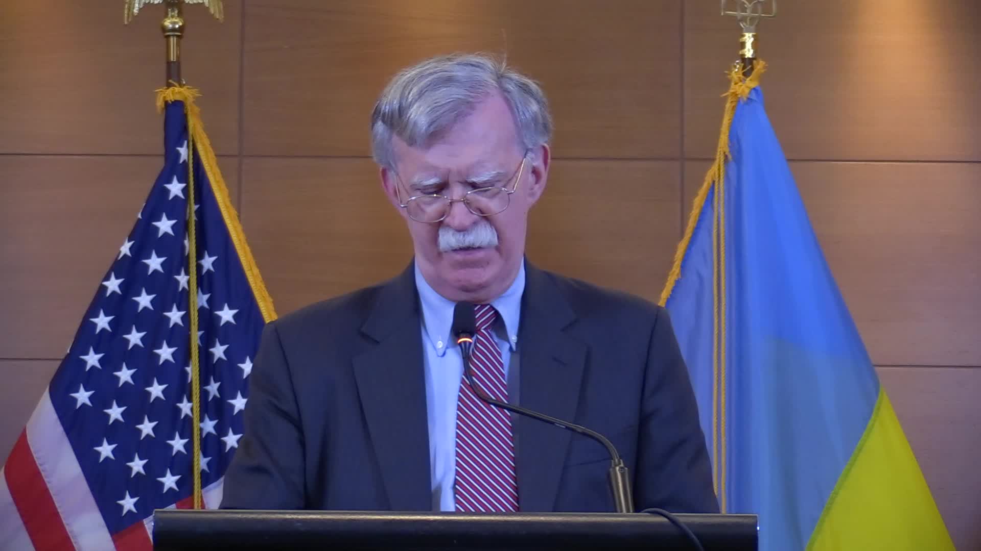 US National Security Advisor John Bolton press conference in Kiev