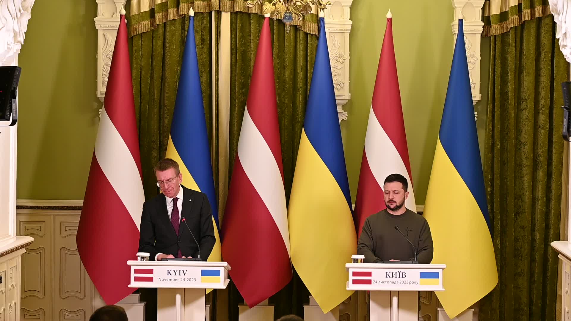 A press-conference of Presidents of Latvia and Ukraine in Kyiv, amid Russia's invasion of Ukraine.