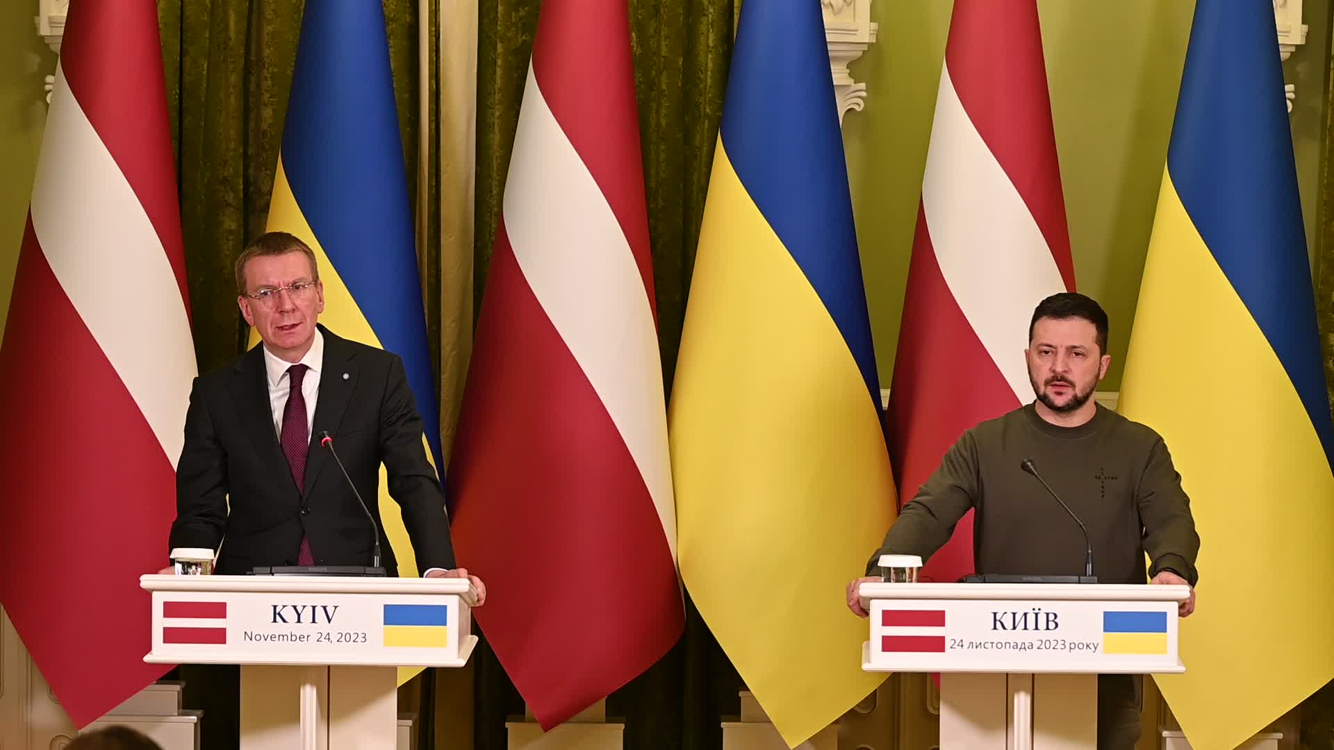 A press-conference of Presidents of Latvia and Ukraine in Kyiv, amid Russia's invasion of Ukraine.