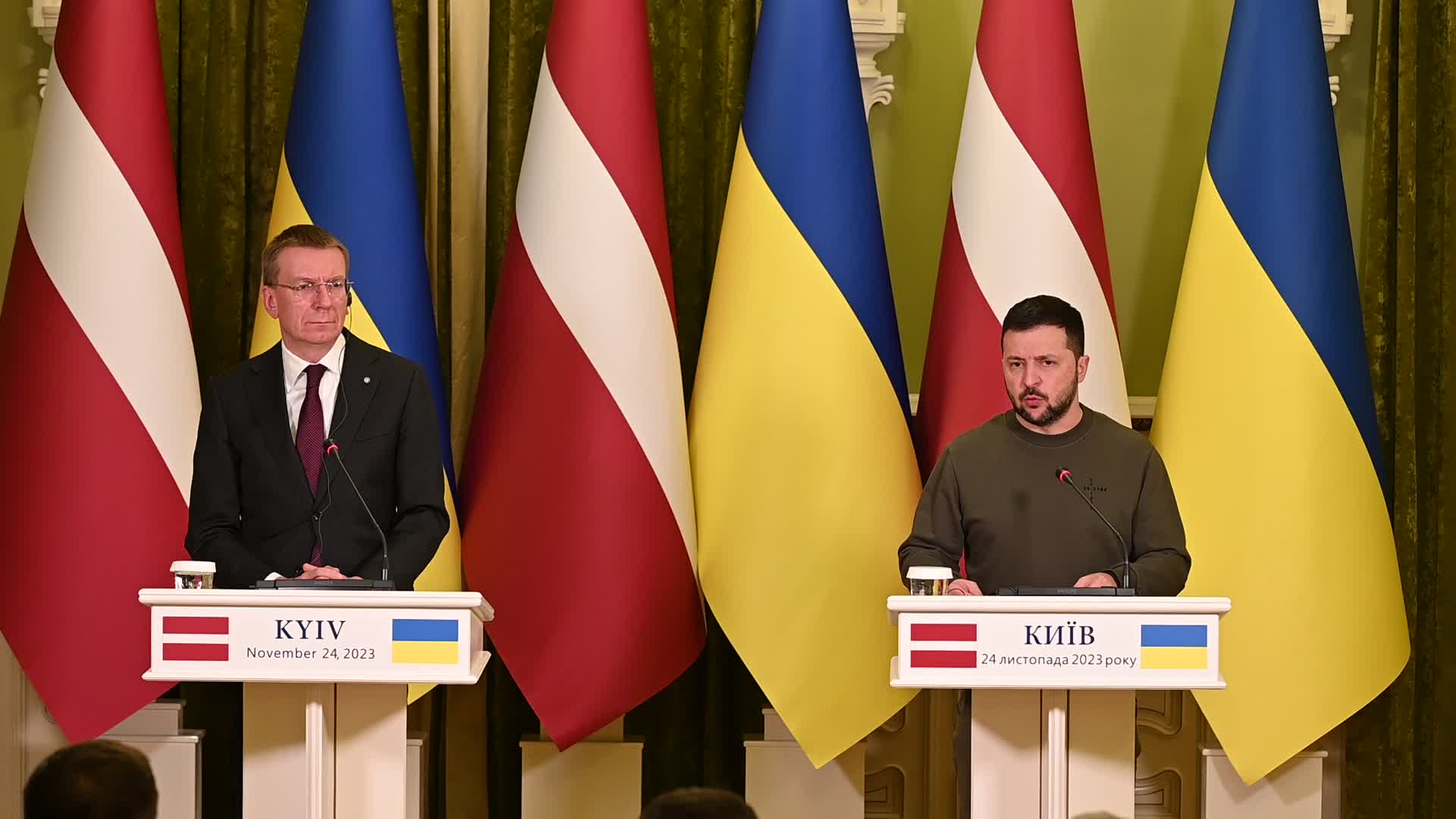 A press-conference of Presidents of Latvia and Ukraine in Kyiv, amid Russia's invasion of Ukraine.