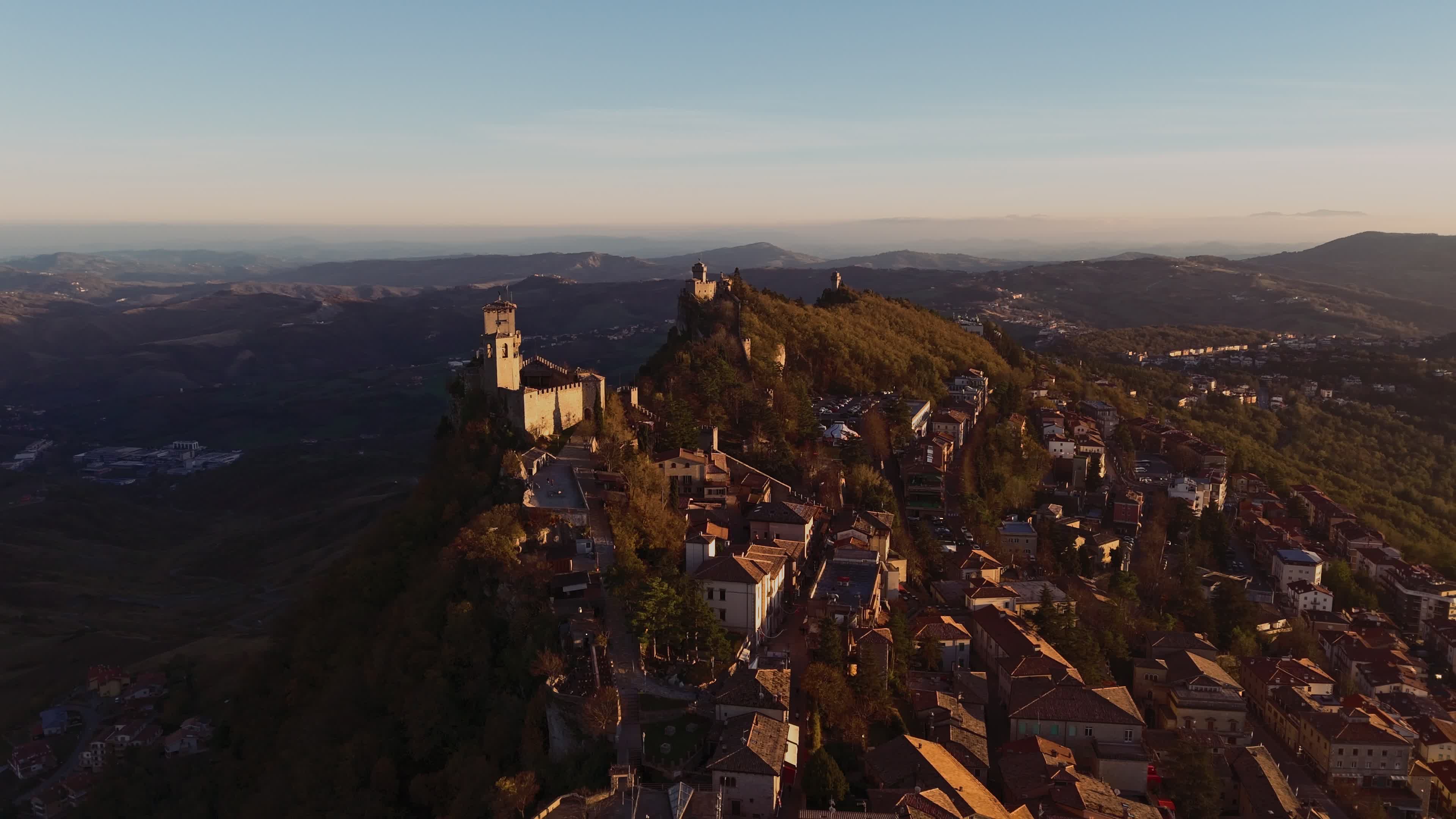 Aerial View Of San Marino At Sunset
