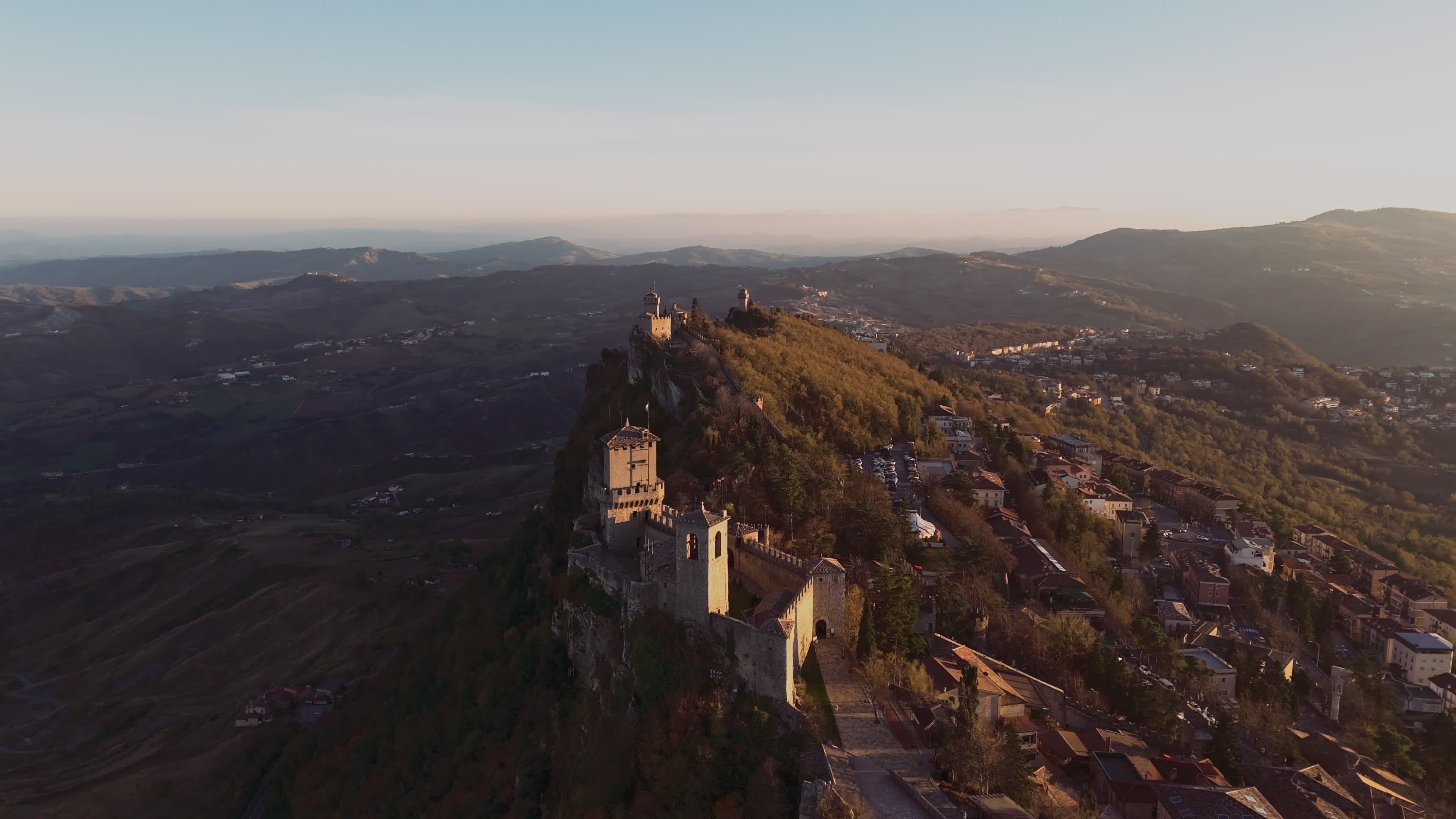 Aerial View Of San Marino At Sunset