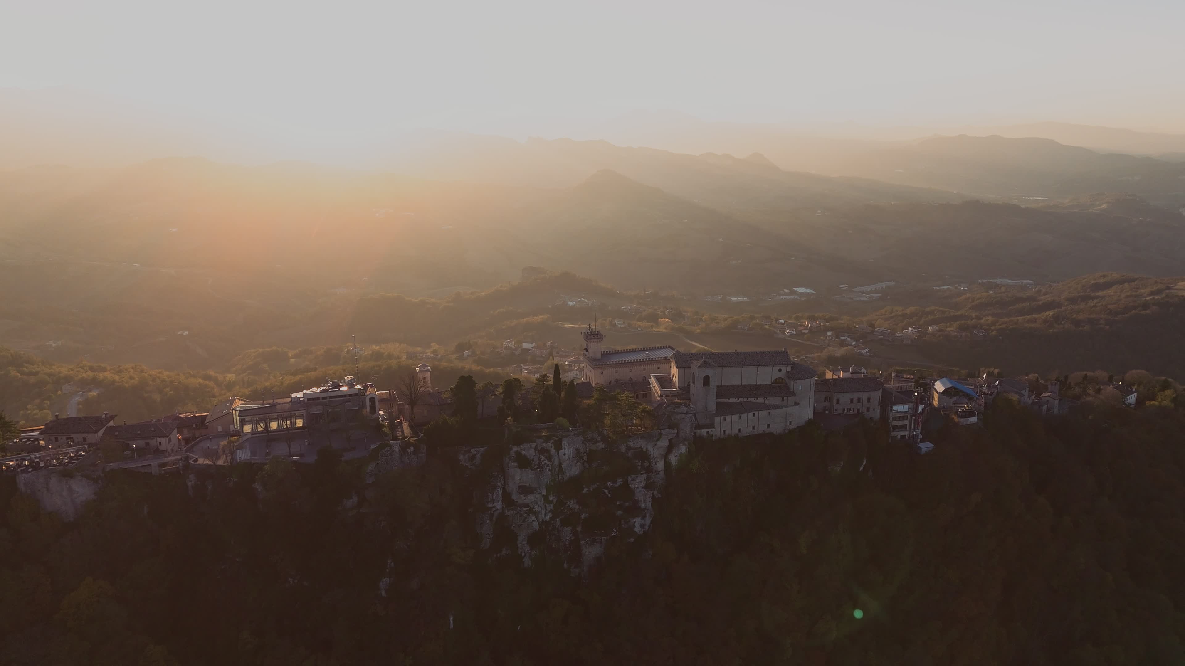 Aerial View Of San Marino At Sunset