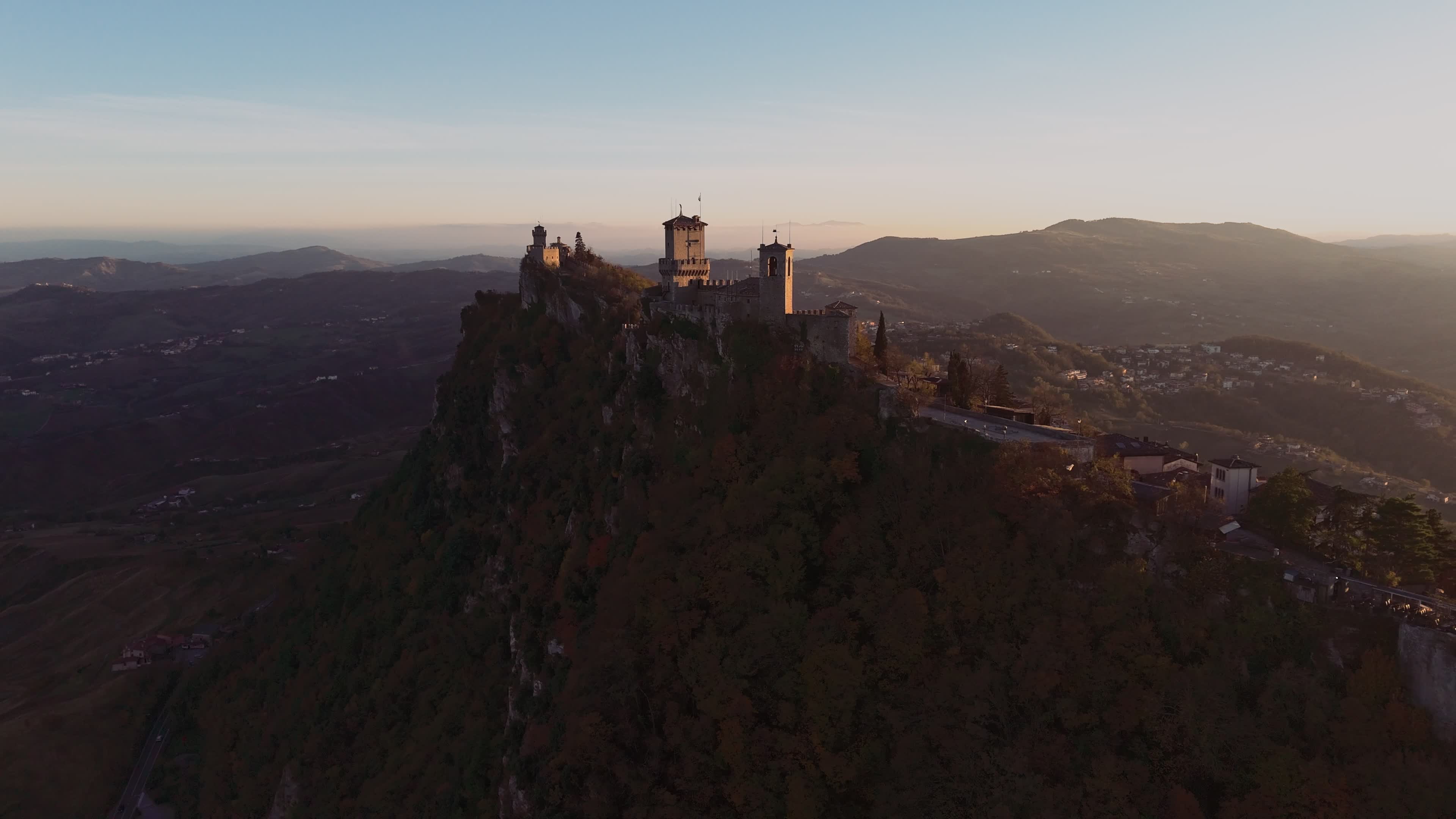 Aerial View Of San Marino At Sunset
