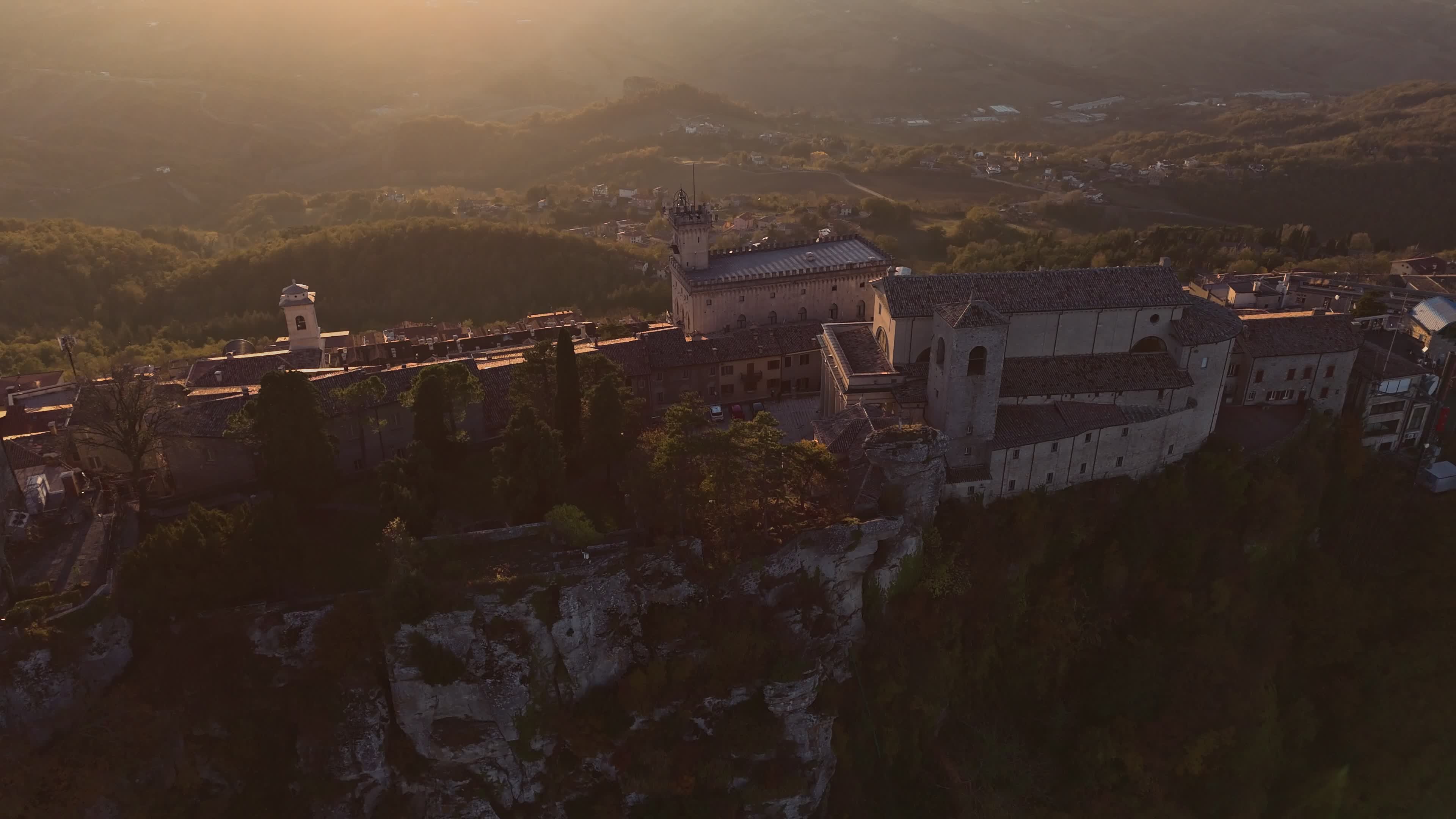 Aerial View Of San Marino At Sunset