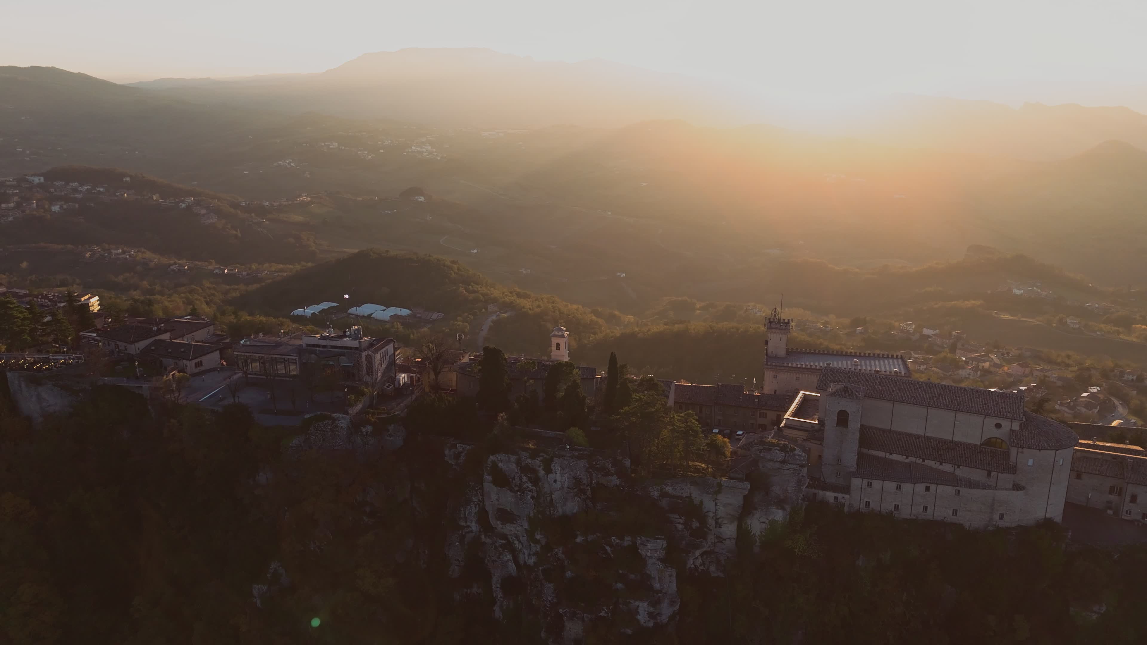 Aerial View Of San Marino At Sunset