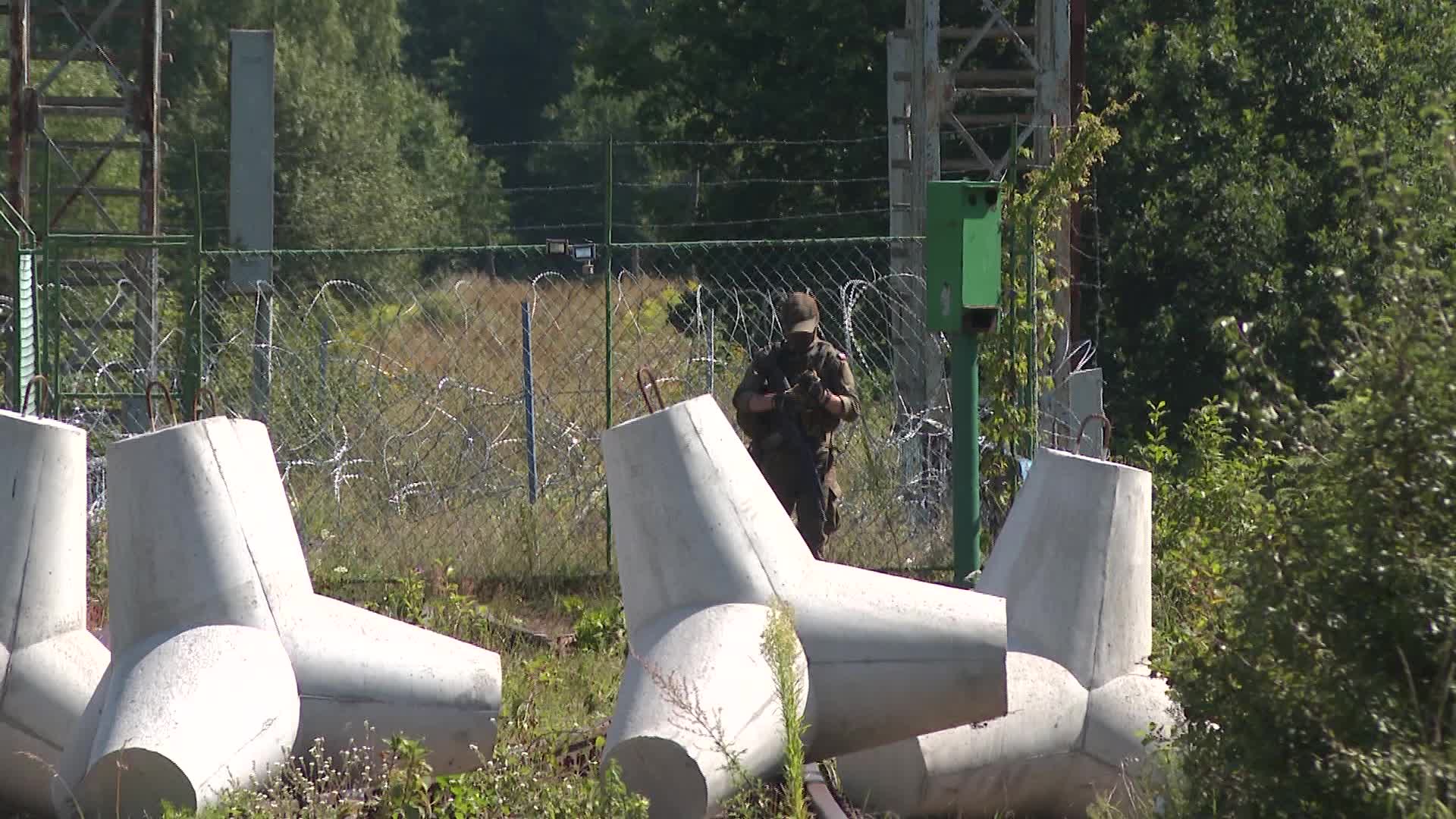 Anti-tank barriers at Polish and Belarusian border