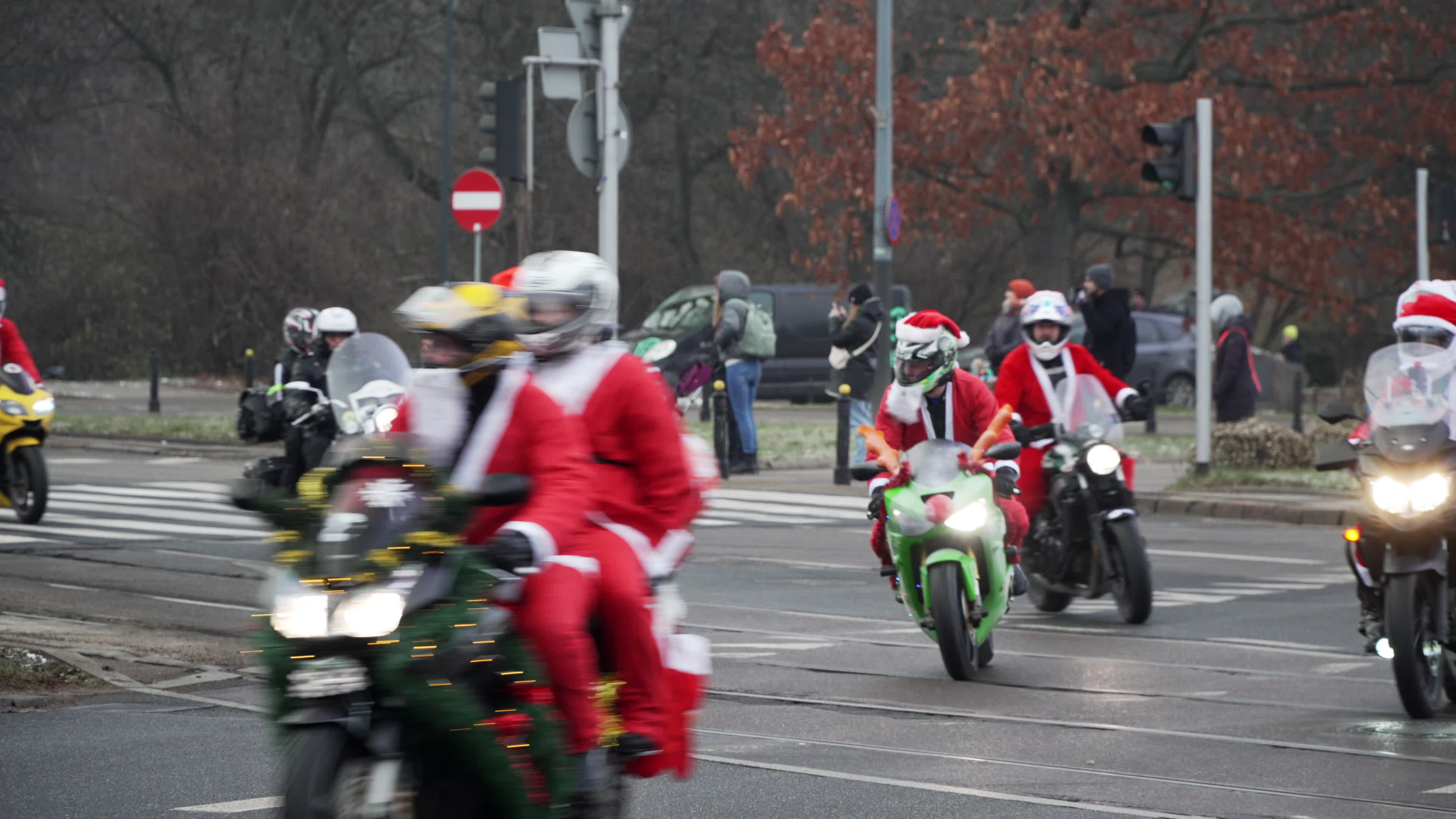 Santa Claus Motorcycle Ride for Charity in Warsaw