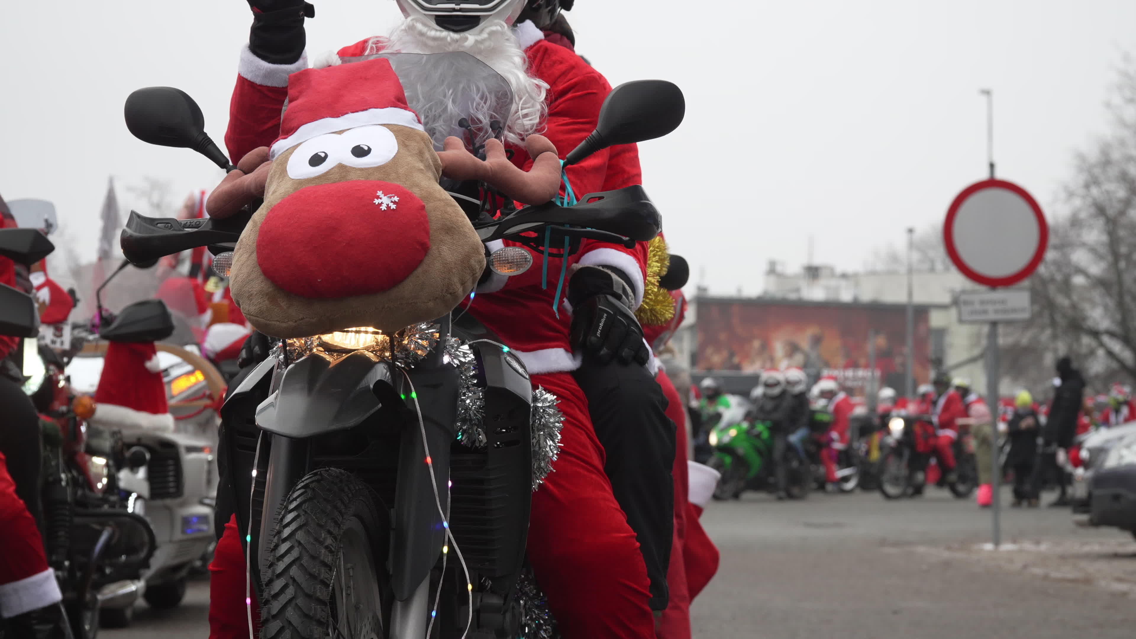 Santa Claus Motorcycle Ride for Charity in Warsaw