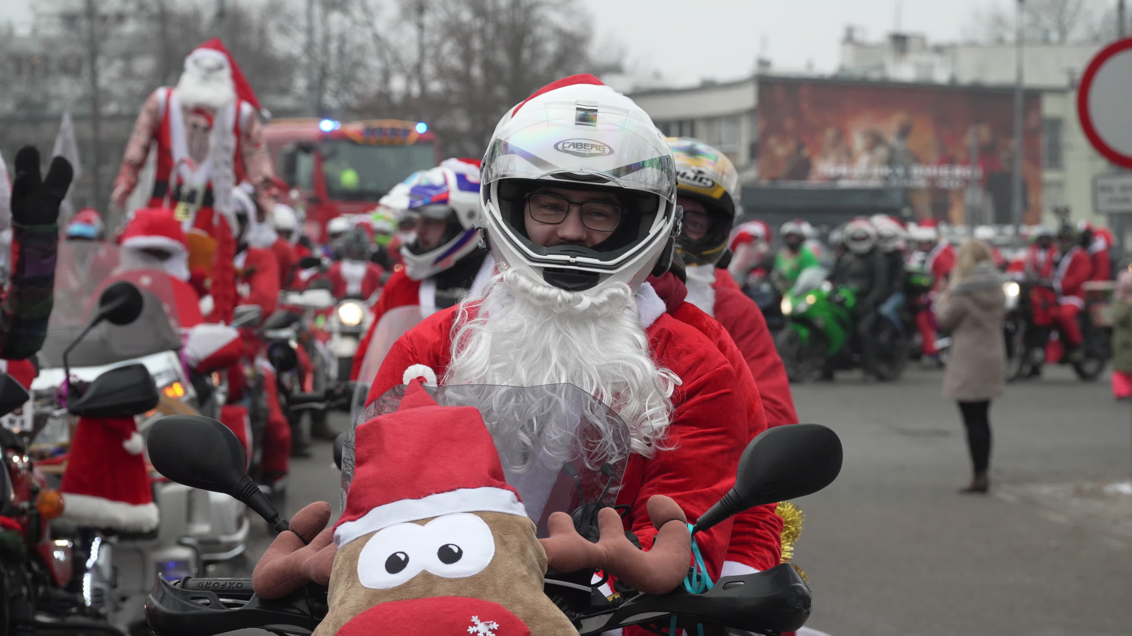 Santa Claus Motorcycle Ride for Charity in Warsaw