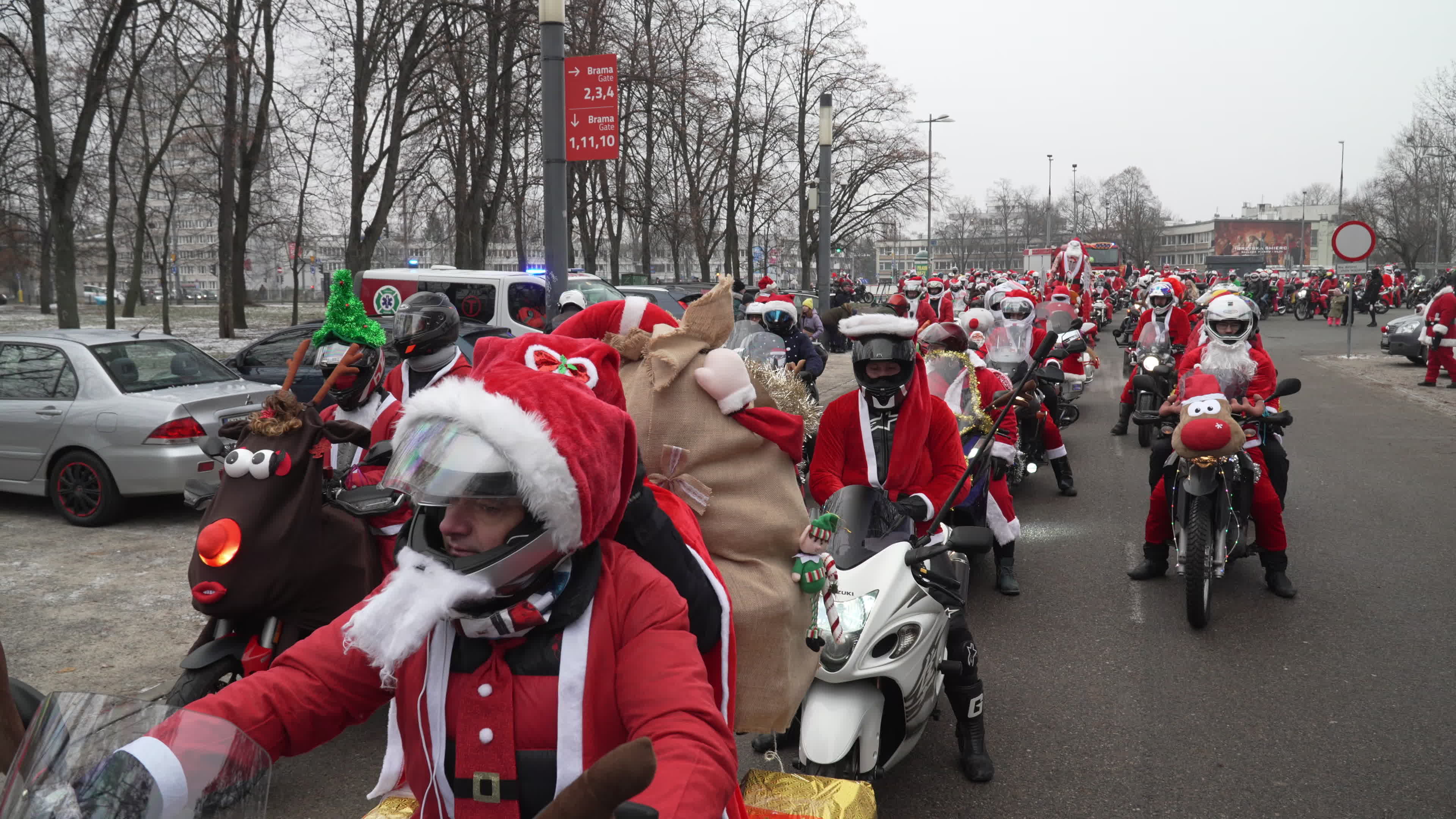 Santa Claus Motorcycle Ride for Charity in Warsaw
