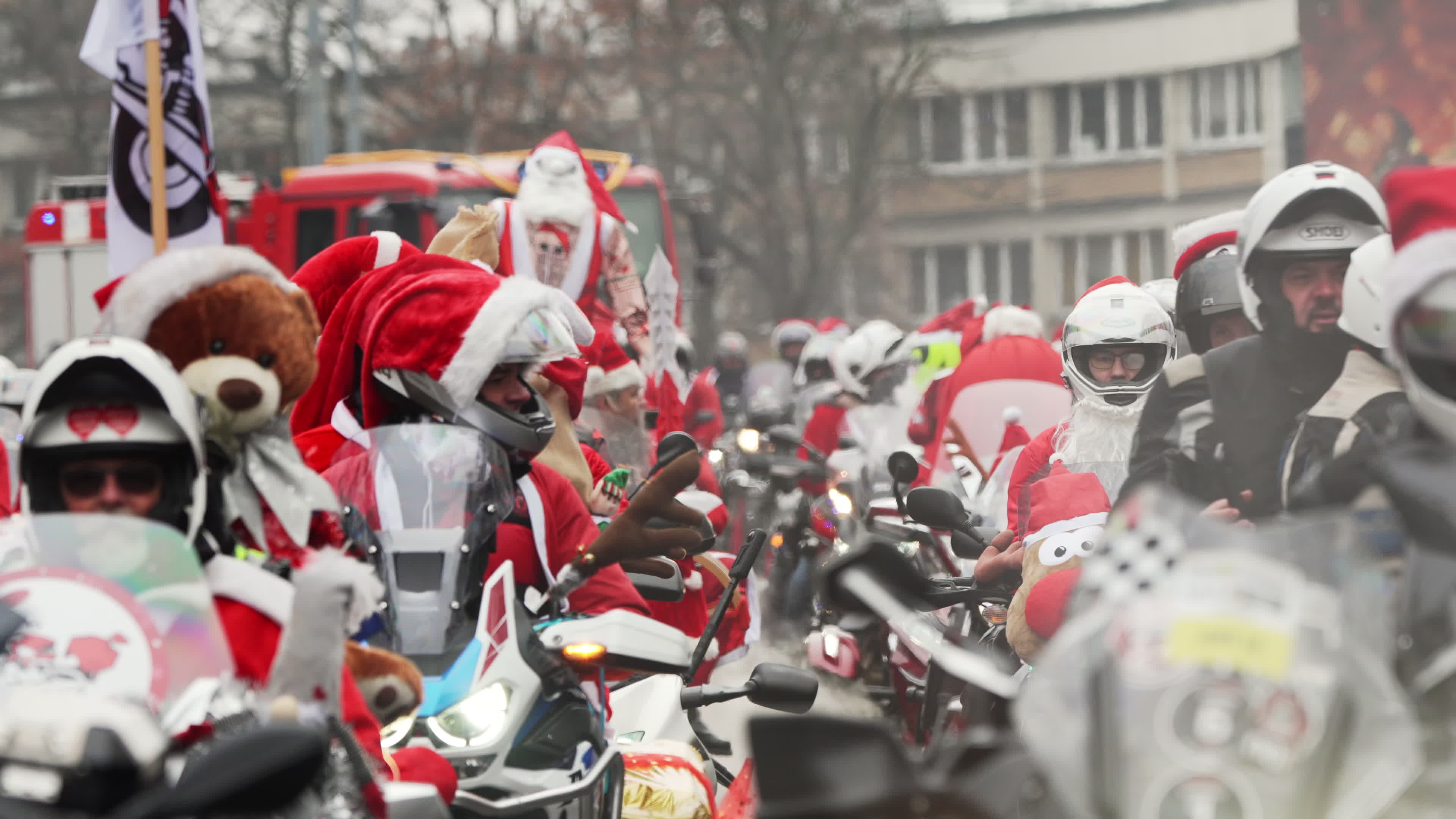 Santa Claus Motorcycle Ride for Charity in Warsaw