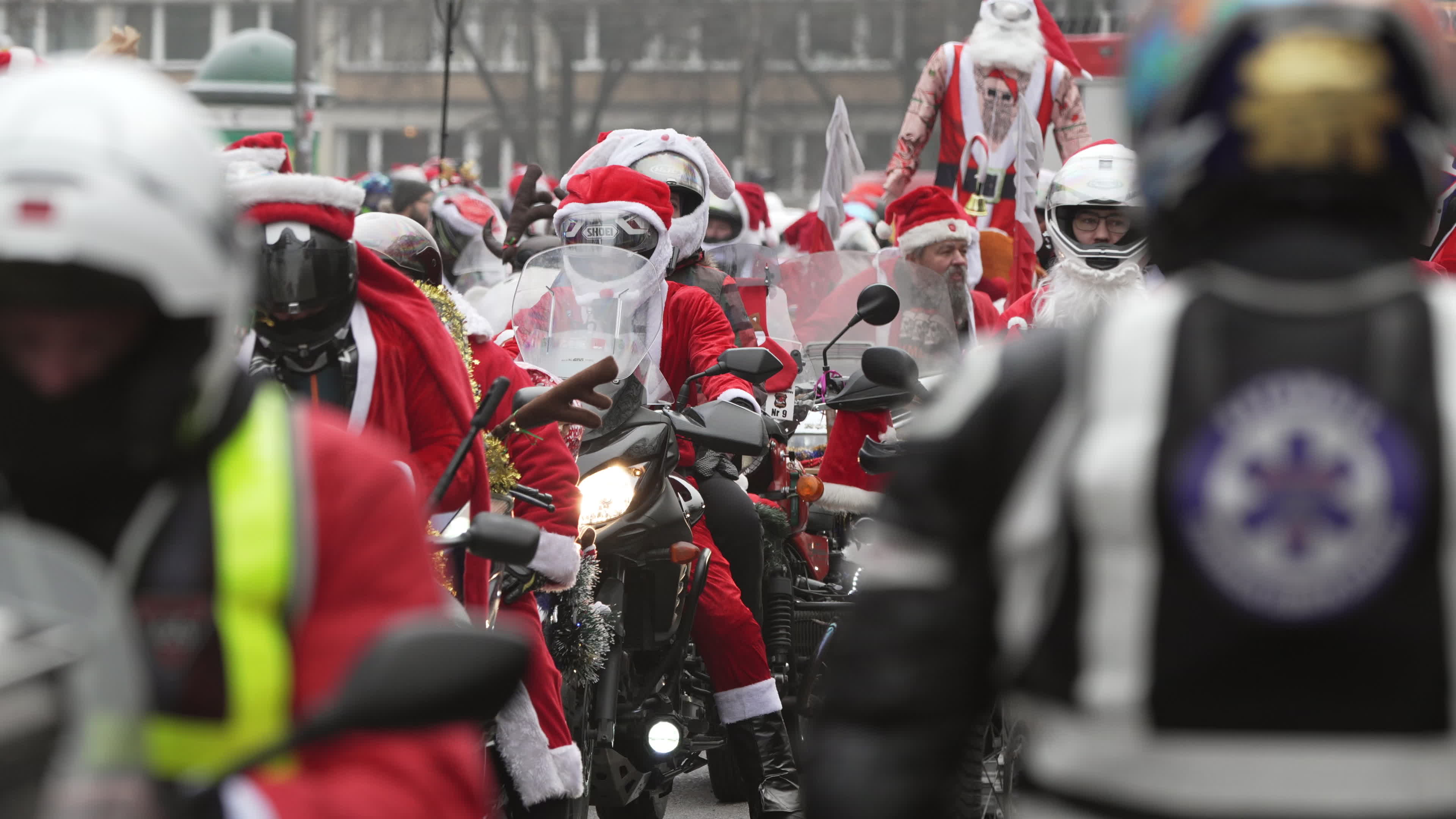 Santa Claus Motorcycle Ride for Charity in Warsaw