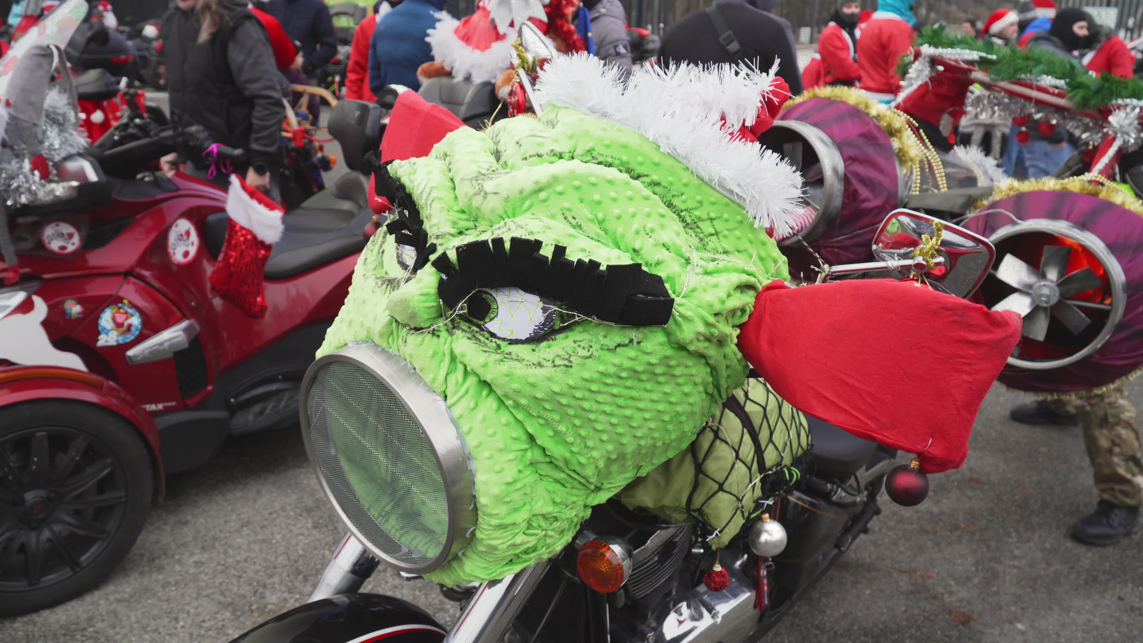 Santa Claus Motorcycle Ride for Charity in Warsaw