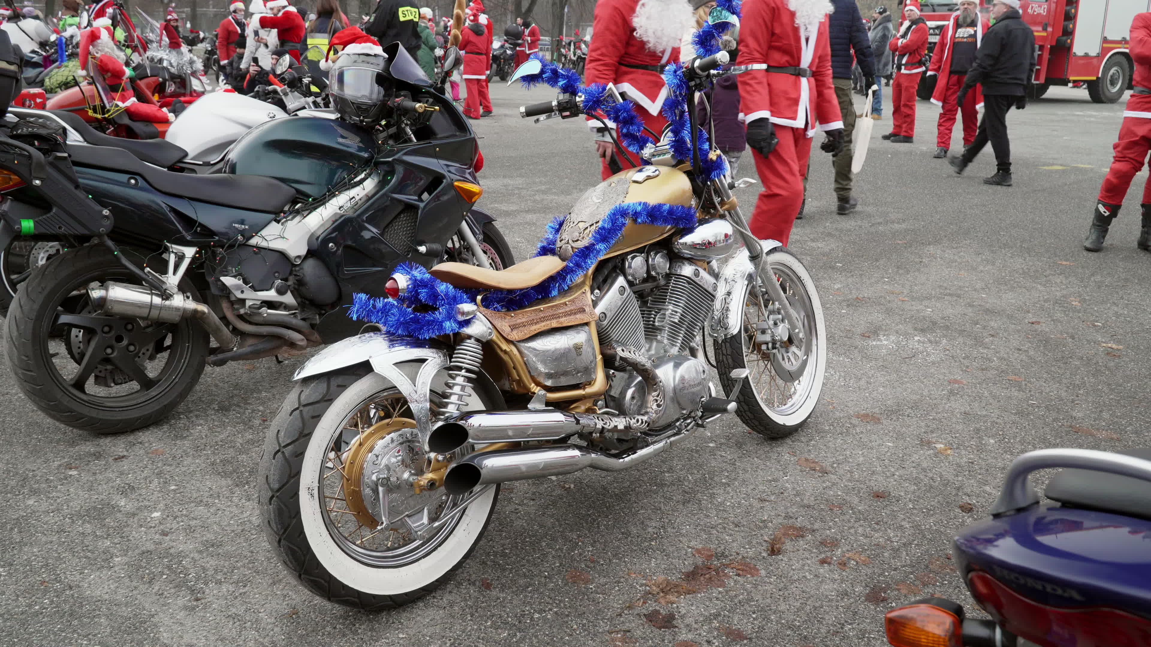 Santa Claus Motorcycle Ride for Charity in Warsaw