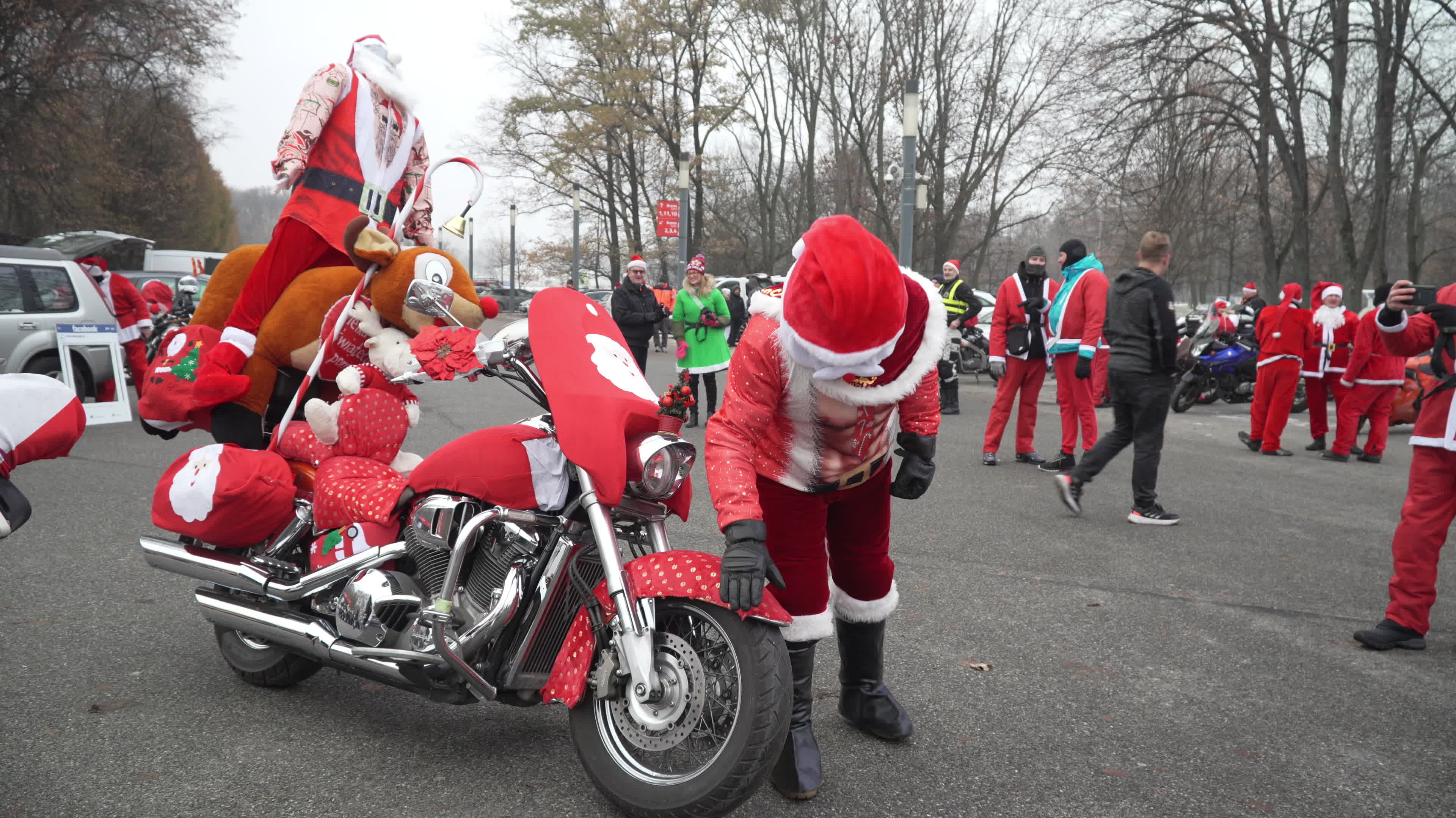 Santa Claus Motorcycle Ride for Charity in Warsaw