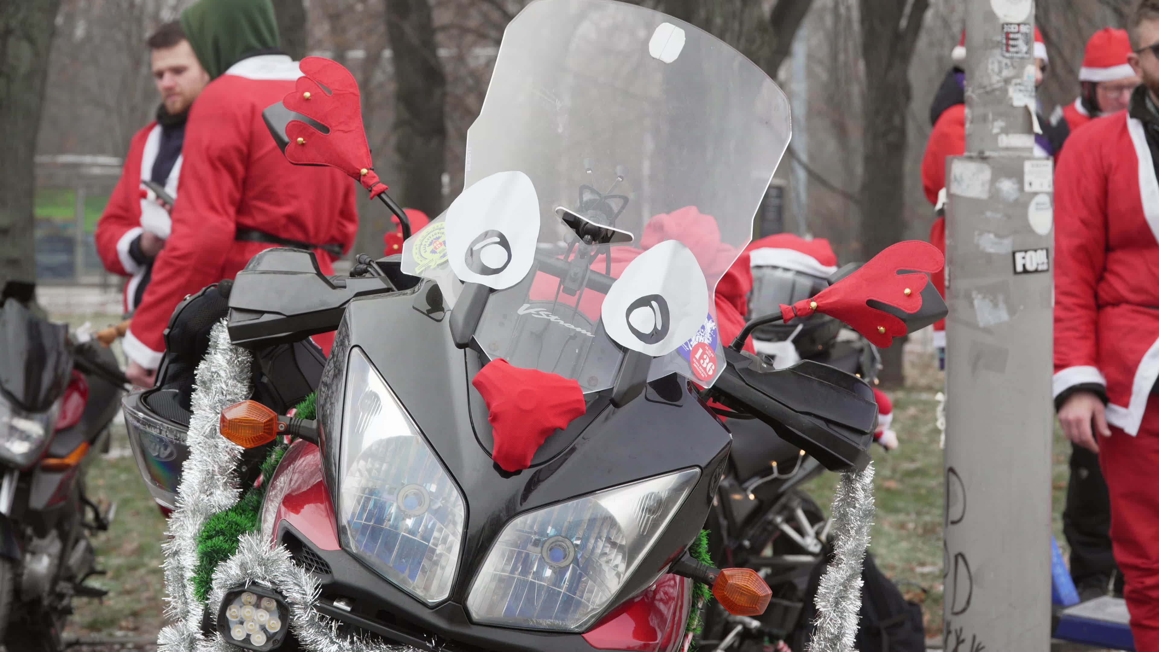 Santa Claus Motorcycle Ride for Charity in Warsaw