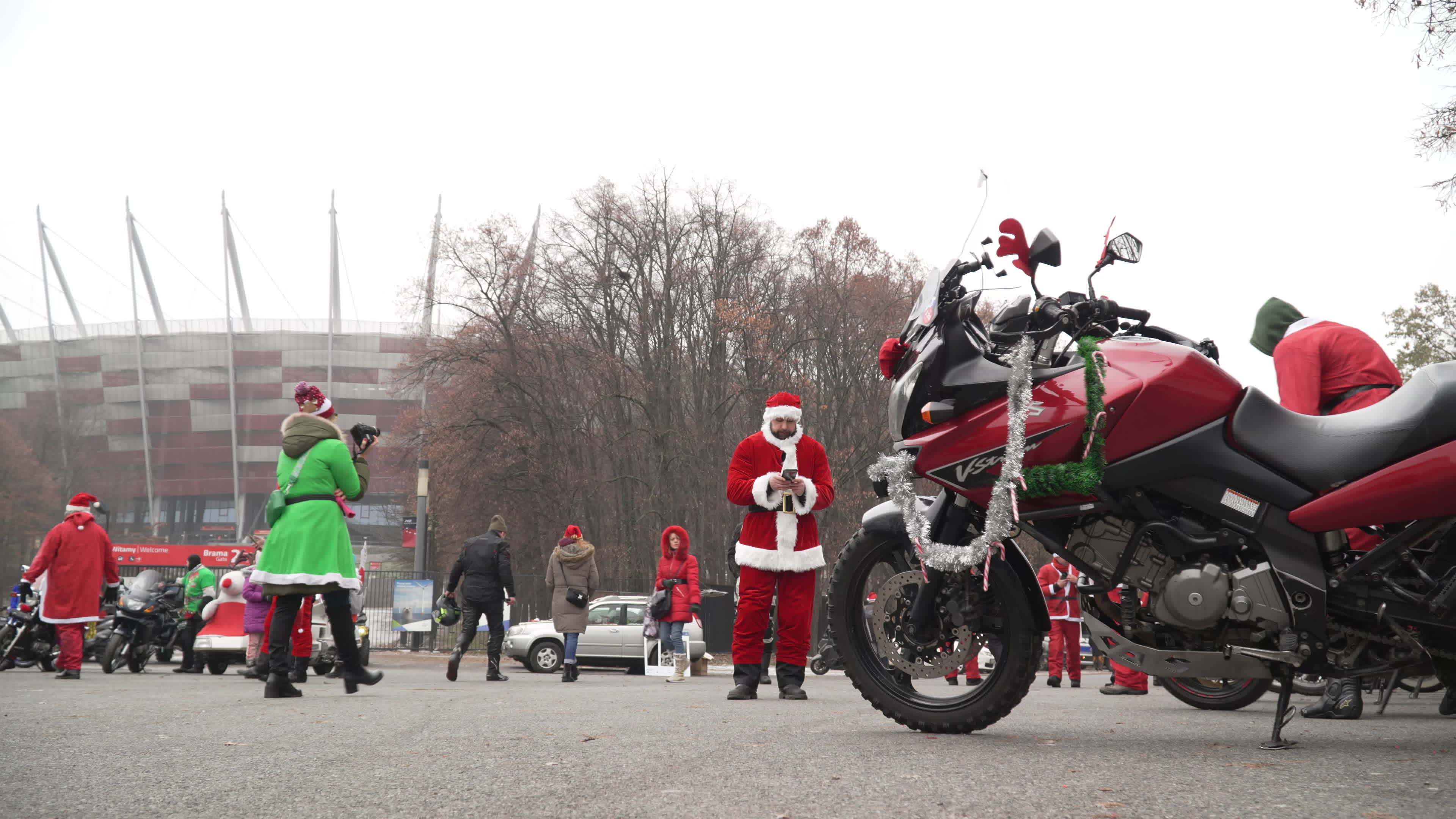 Santa Claus Motorcycle Ride for Charity in Warsaw