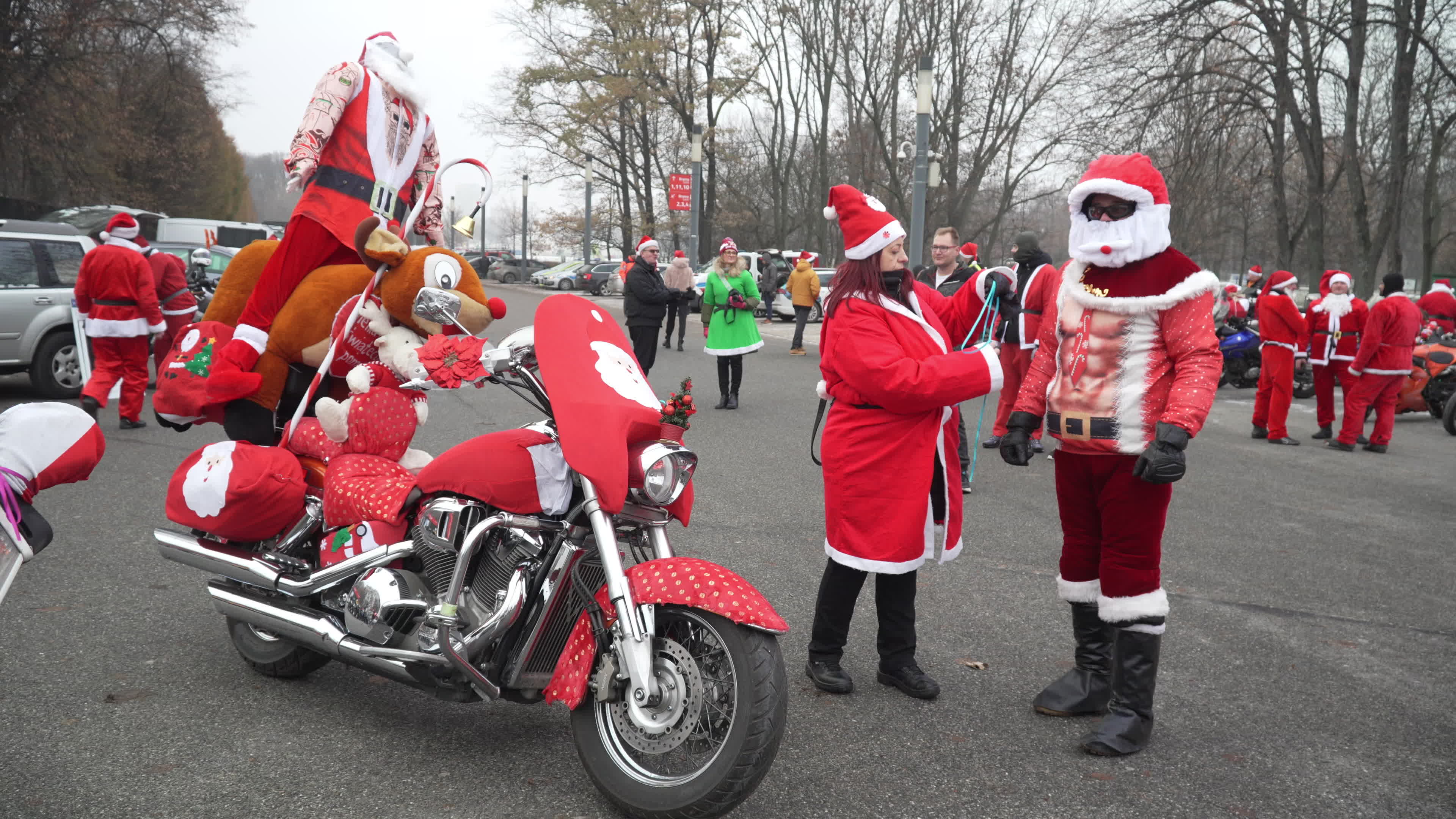 Santa Claus Motorcycle Ride for Charity in Warsaw