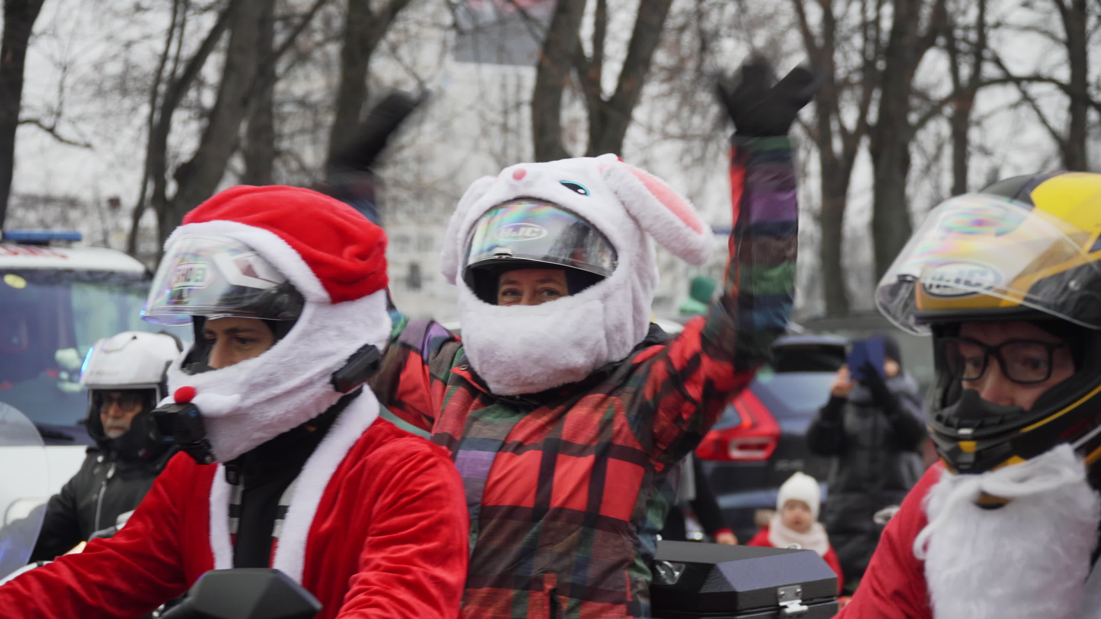 Santa Claus Motorcycle Ride for Charity in Warsaw