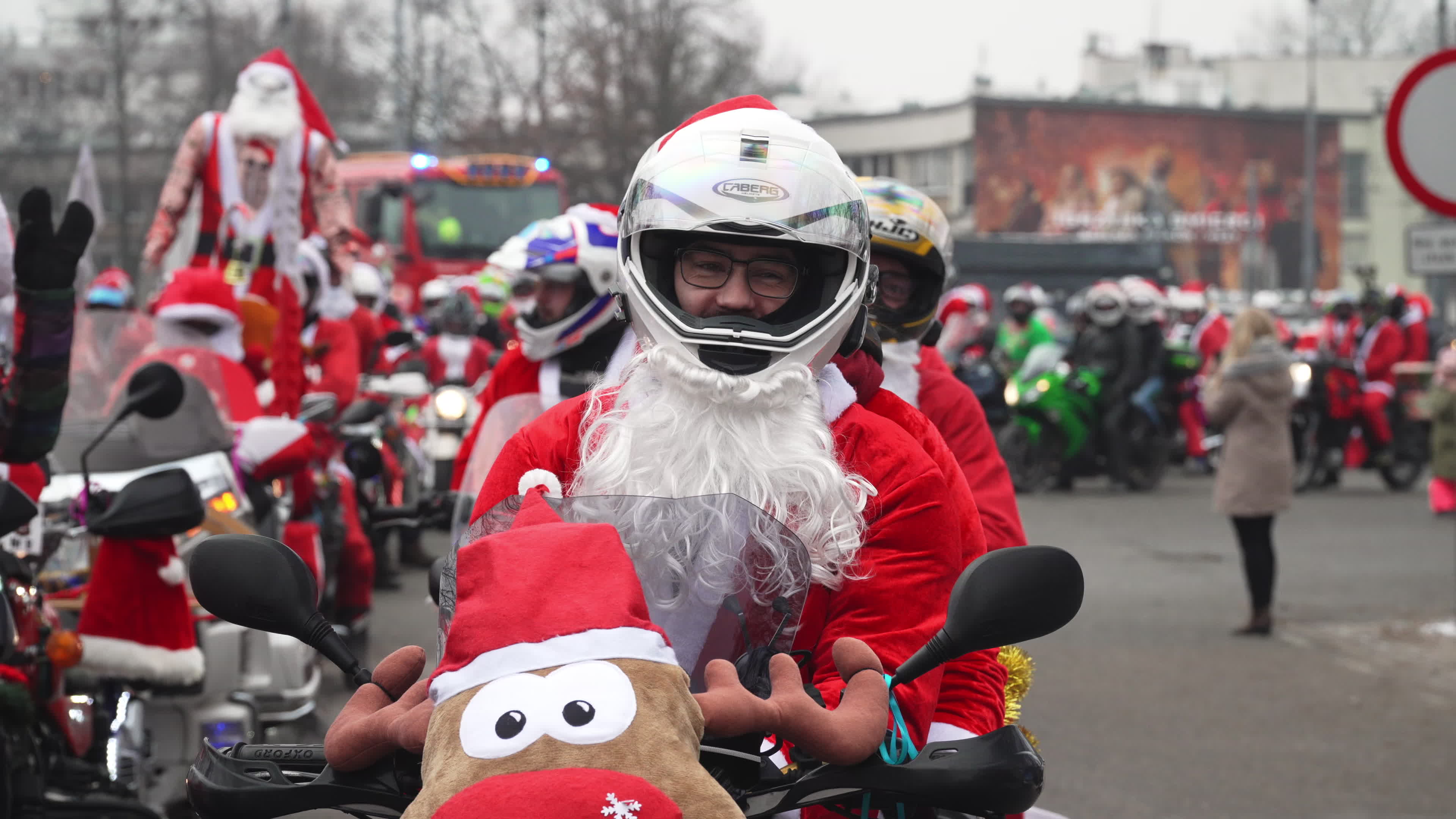 Santa Claus Motorcycle Ride for Charity in Warsaw