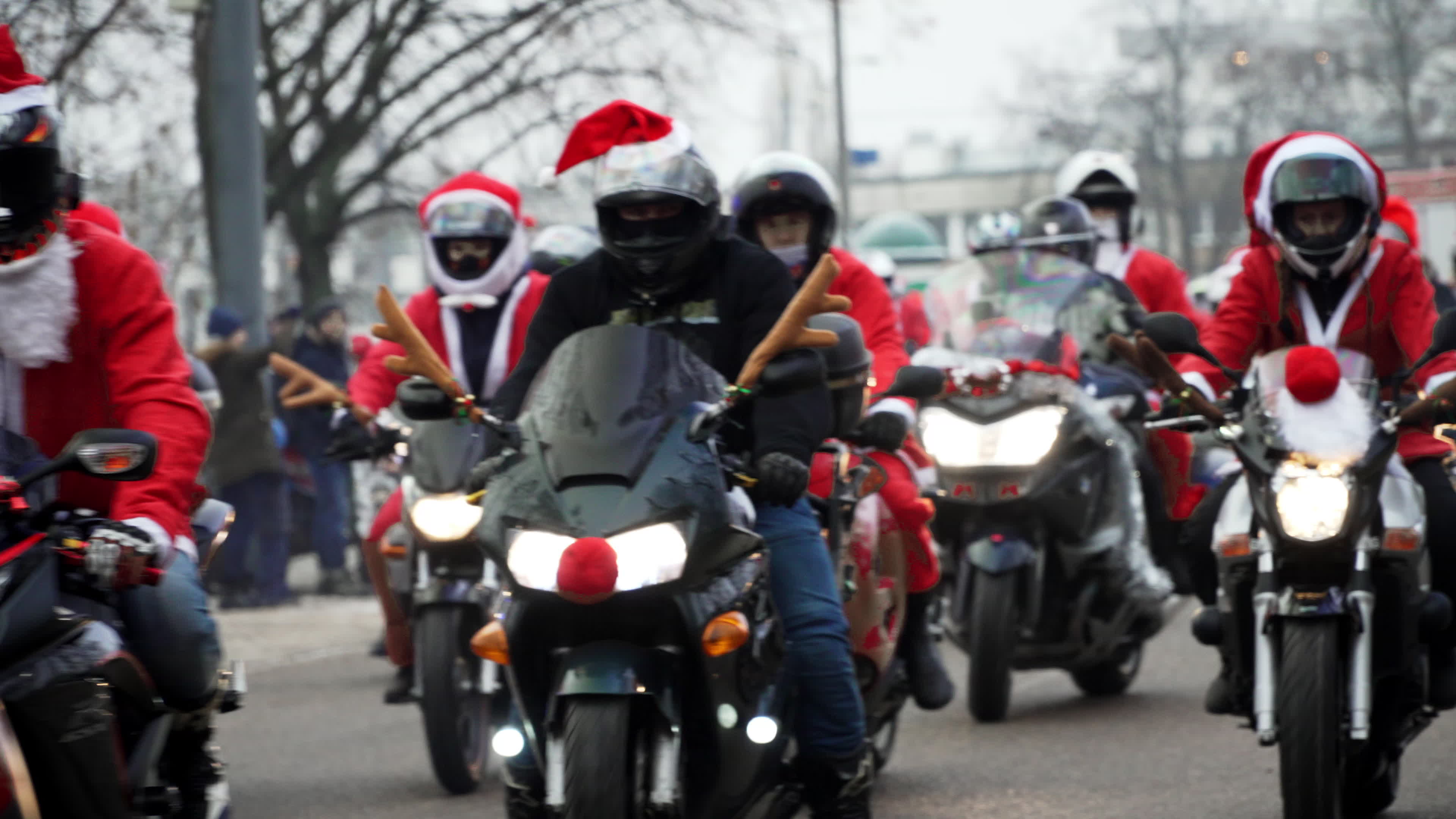 Santa Claus Motorcycle Ride for Charity in Warsaw