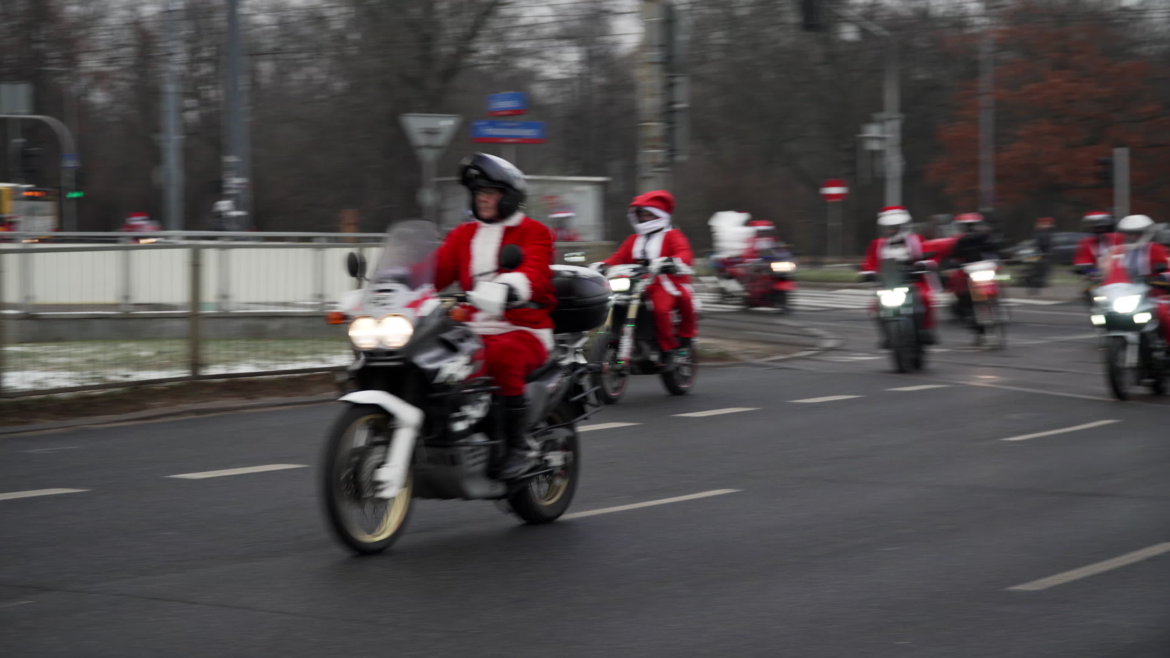 Santa Claus Motorcycle Ride for Charity in Warsaw