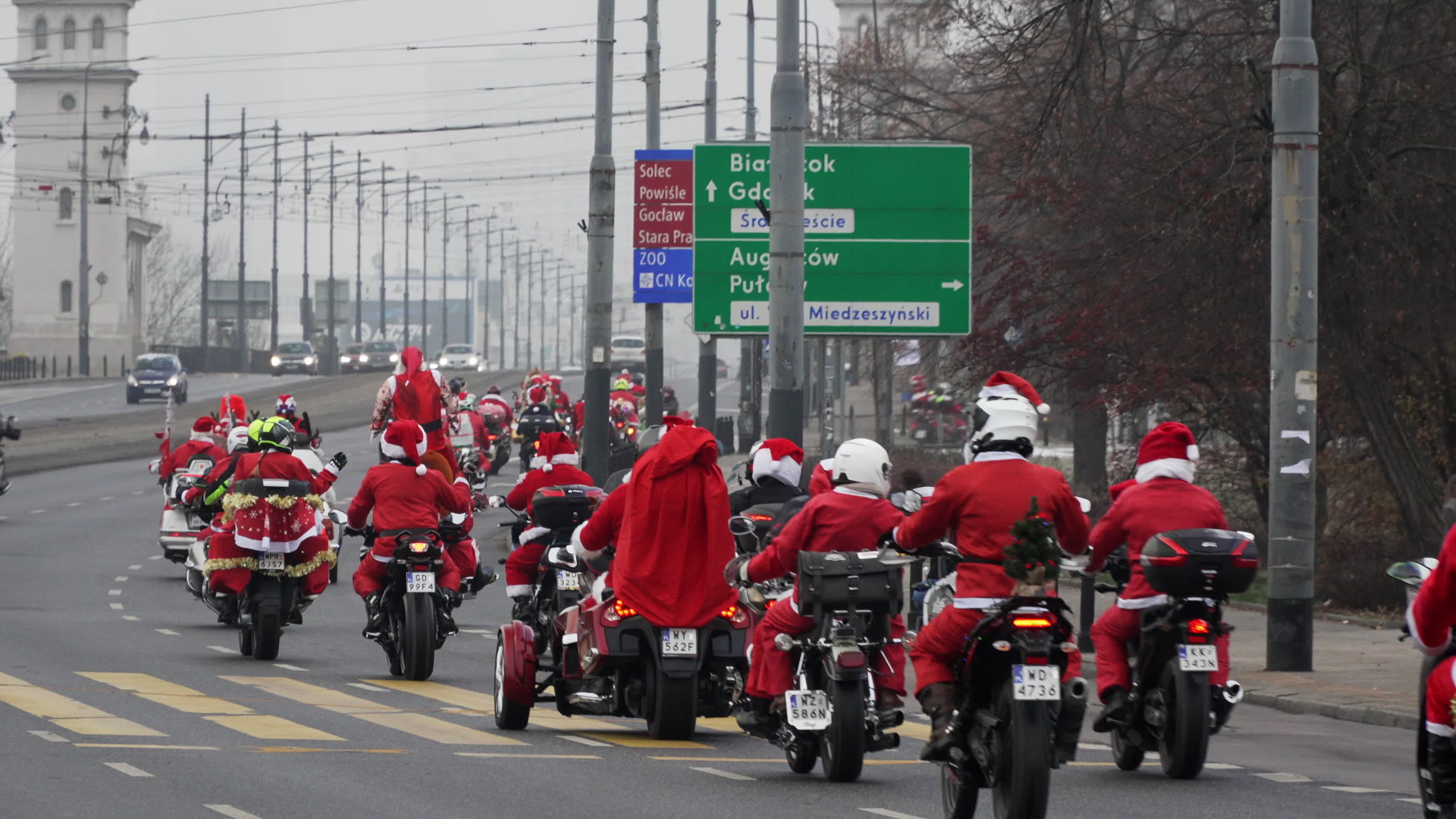 Santa Claus Motorcycle Ride for Charity in Warsaw
