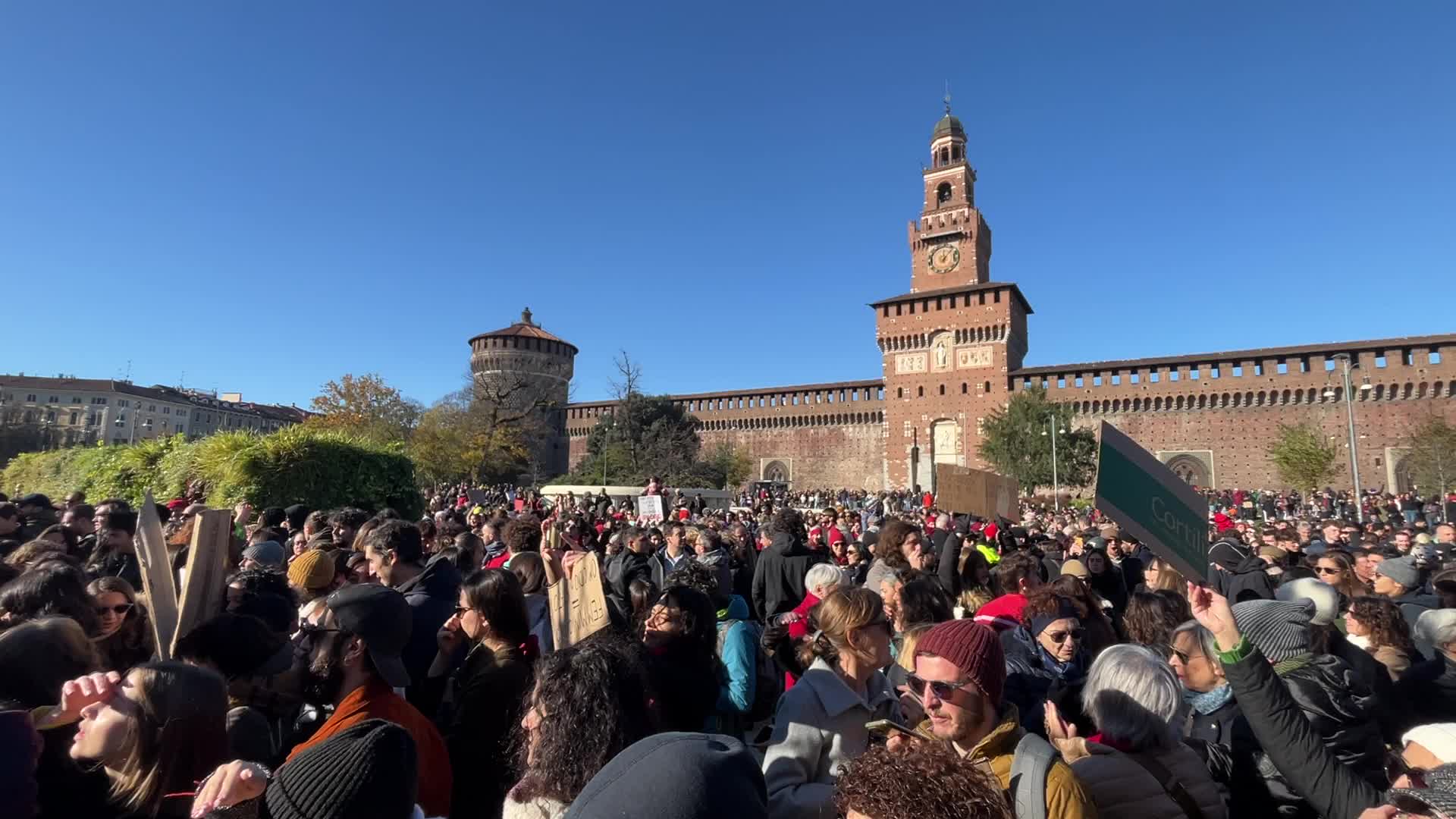 The demonstration against violence on women after the femicide of Giulia Cecchettin in Milan