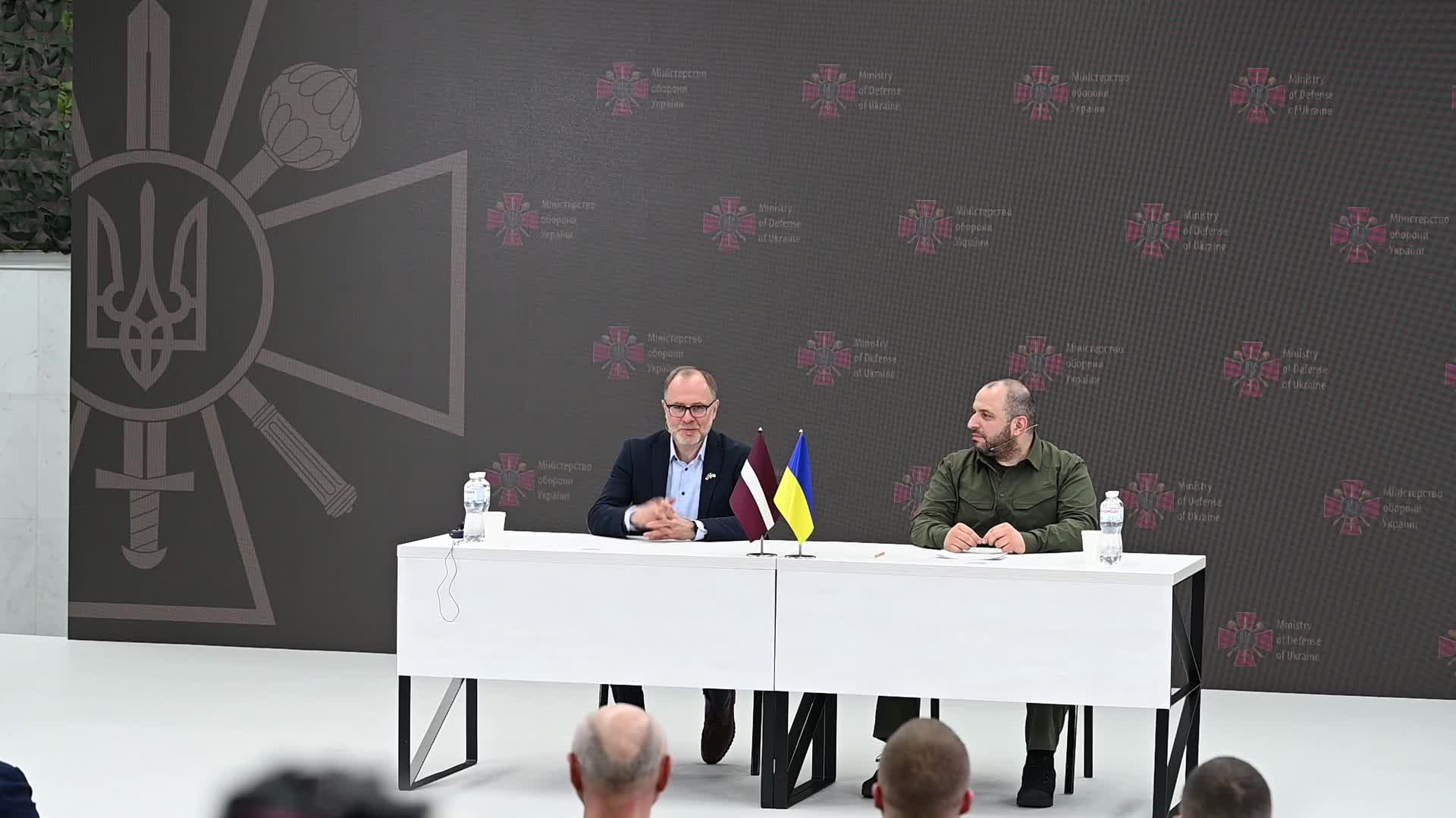 A media briefing of Ministers of Defence of Ukraine and Latvia in Kyiv, amid Russia's invasion of Ukraine.