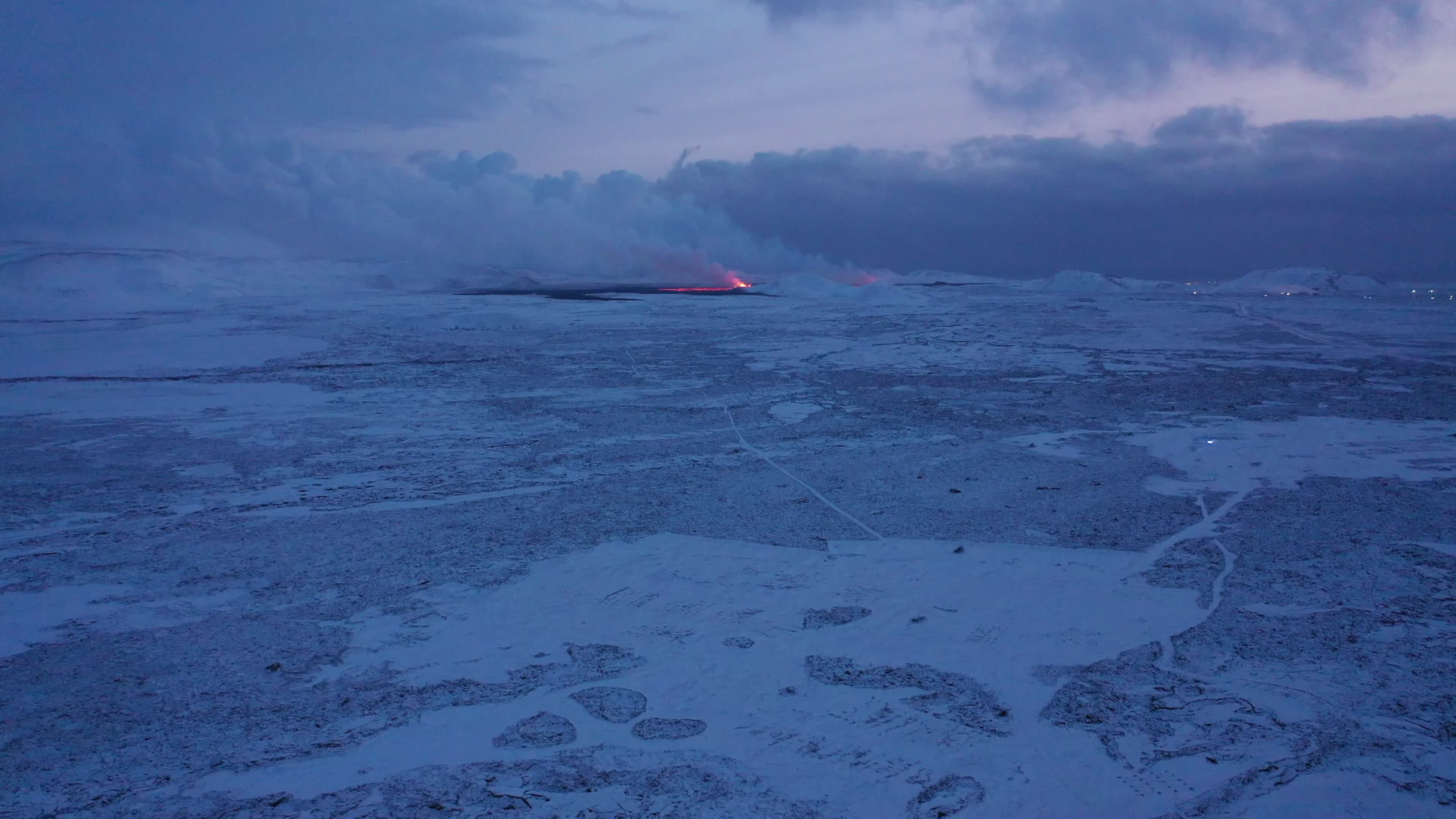 Drone View of the Volcano Erupting on Iceland's Reykjanes Peninsula