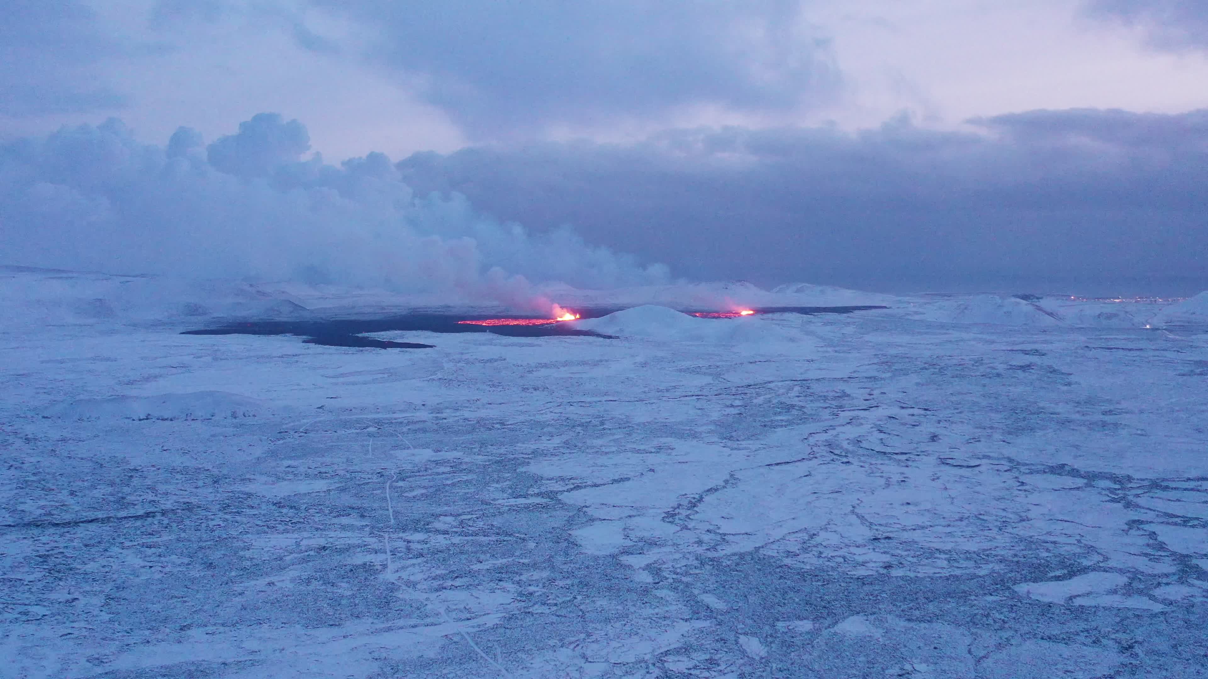Drone View of the Volcano Erupting on Iceland's Reykjanes Peninsula