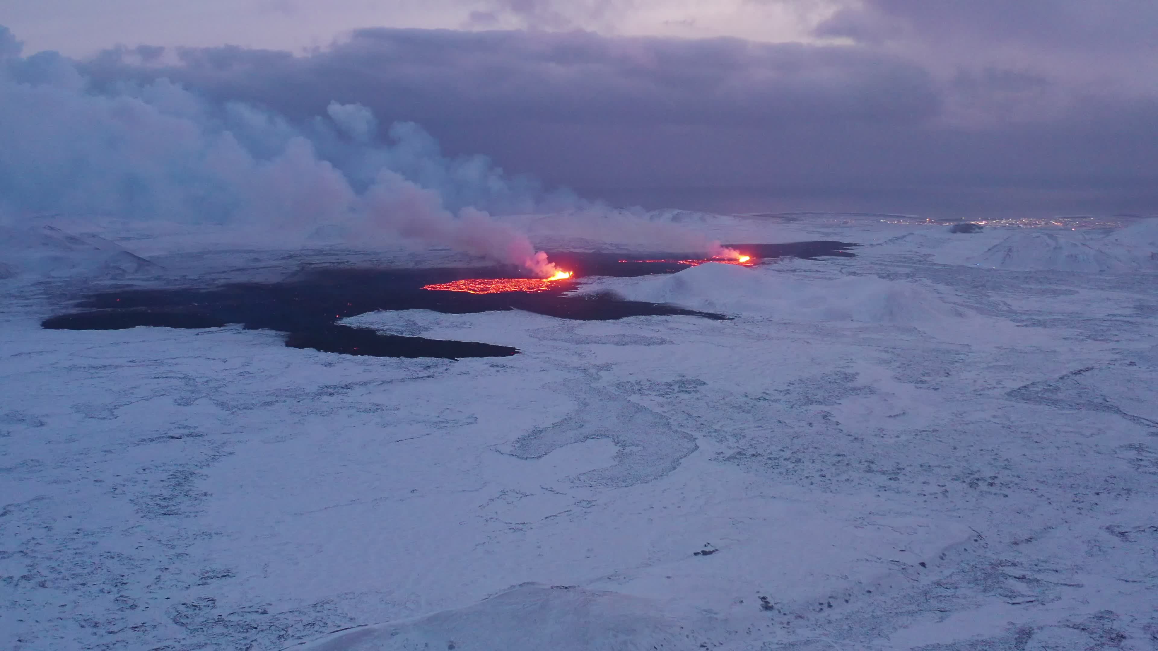 Drone View of the Volcano Erupting on Iceland's Reykjanes Peninsula