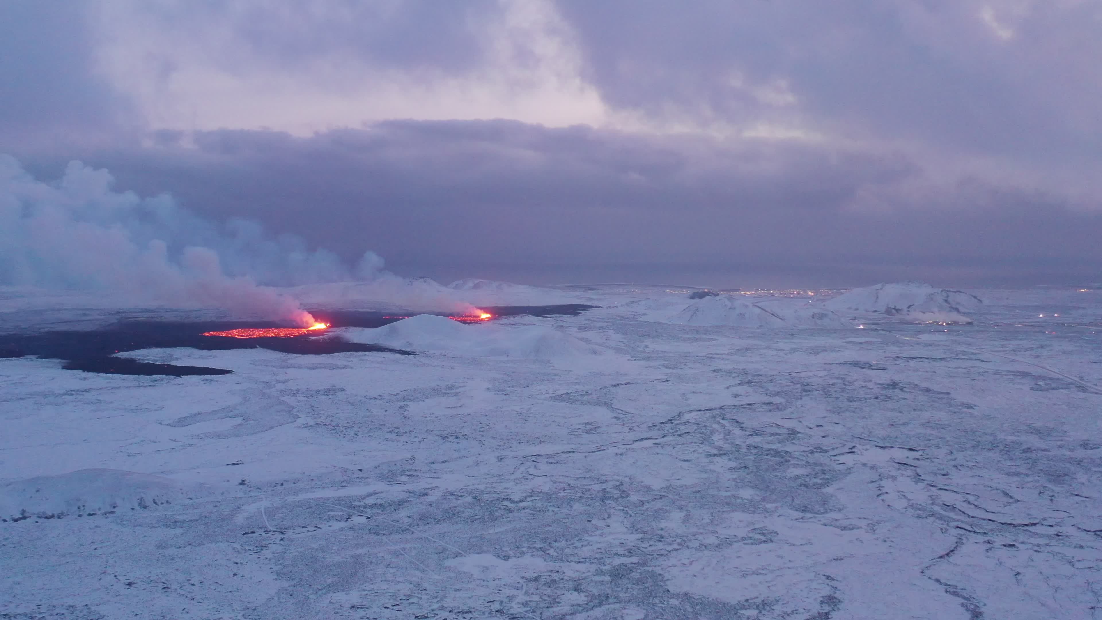 Drone View of the Volcano Erupting on Iceland's Reykjanes Peninsula
