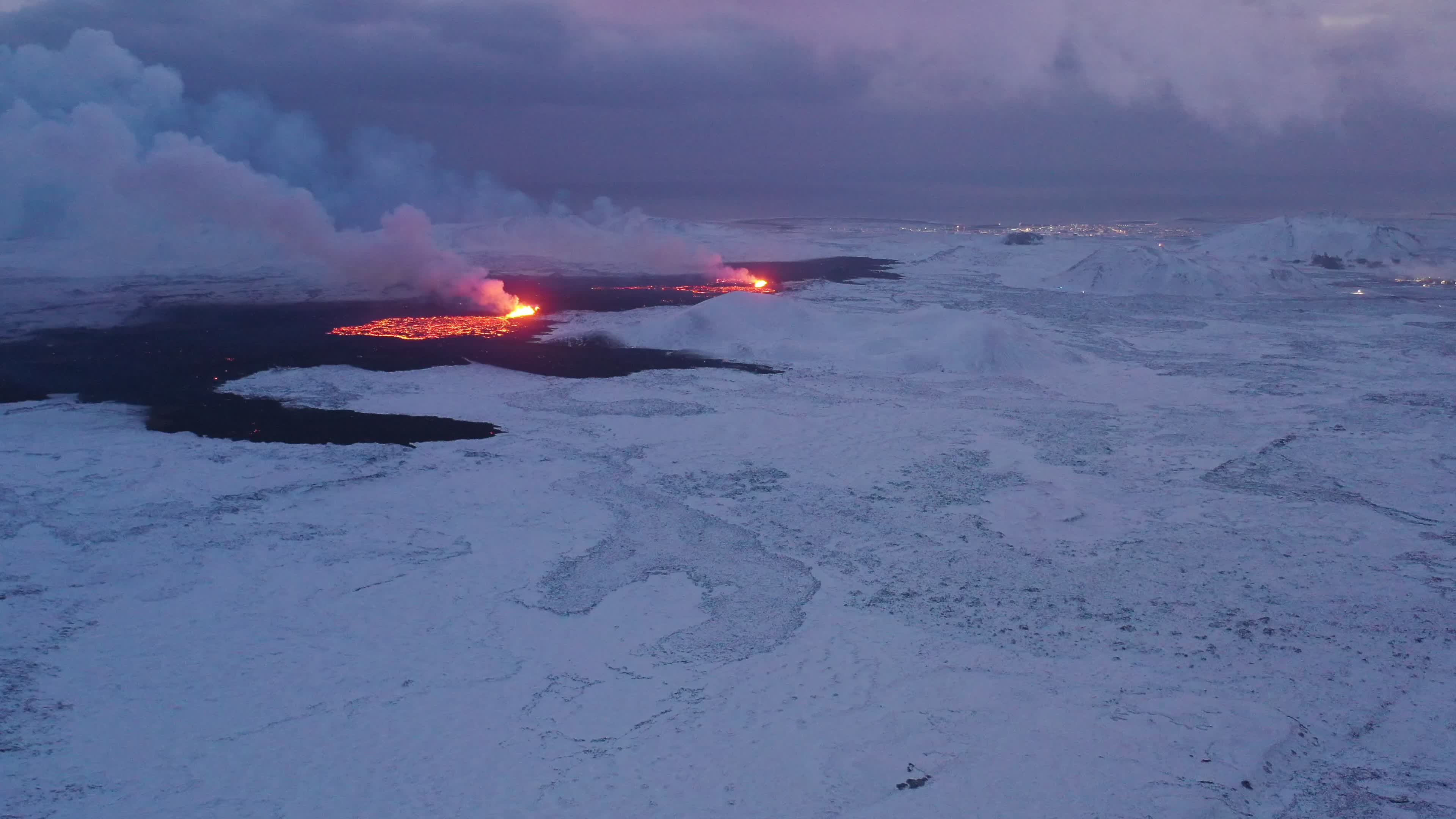 Drone View of the Volcano Erupting on Iceland's Reykjanes Peninsula