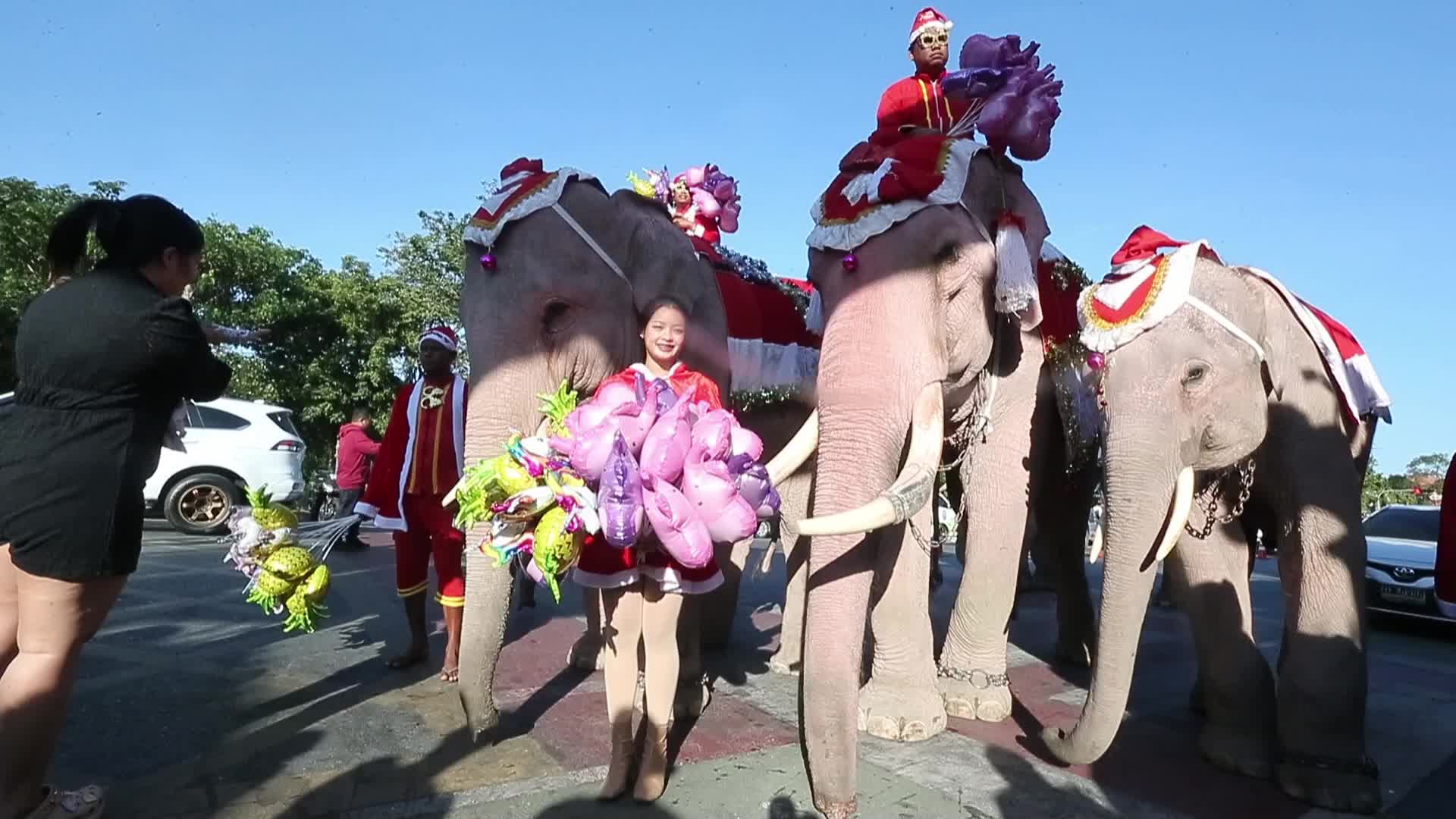 Elephant Santa Delights Students with Gifts at Jirasart School Holiday Celebration