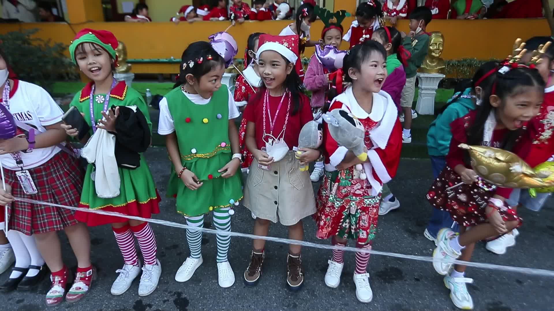 Elephant Santa Delights Students with Gifts at Jirasart School Holiday Celebration