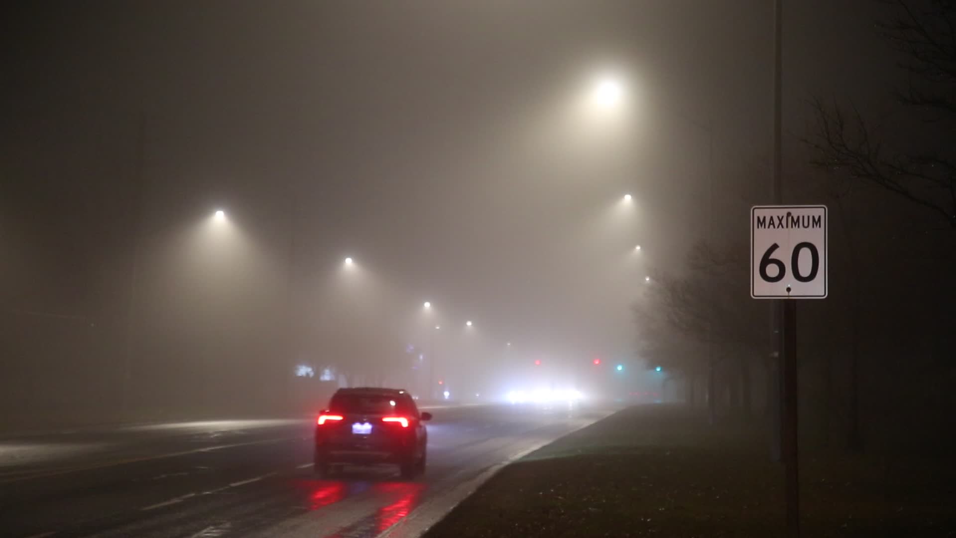 Thick fog in Toronto, Canada