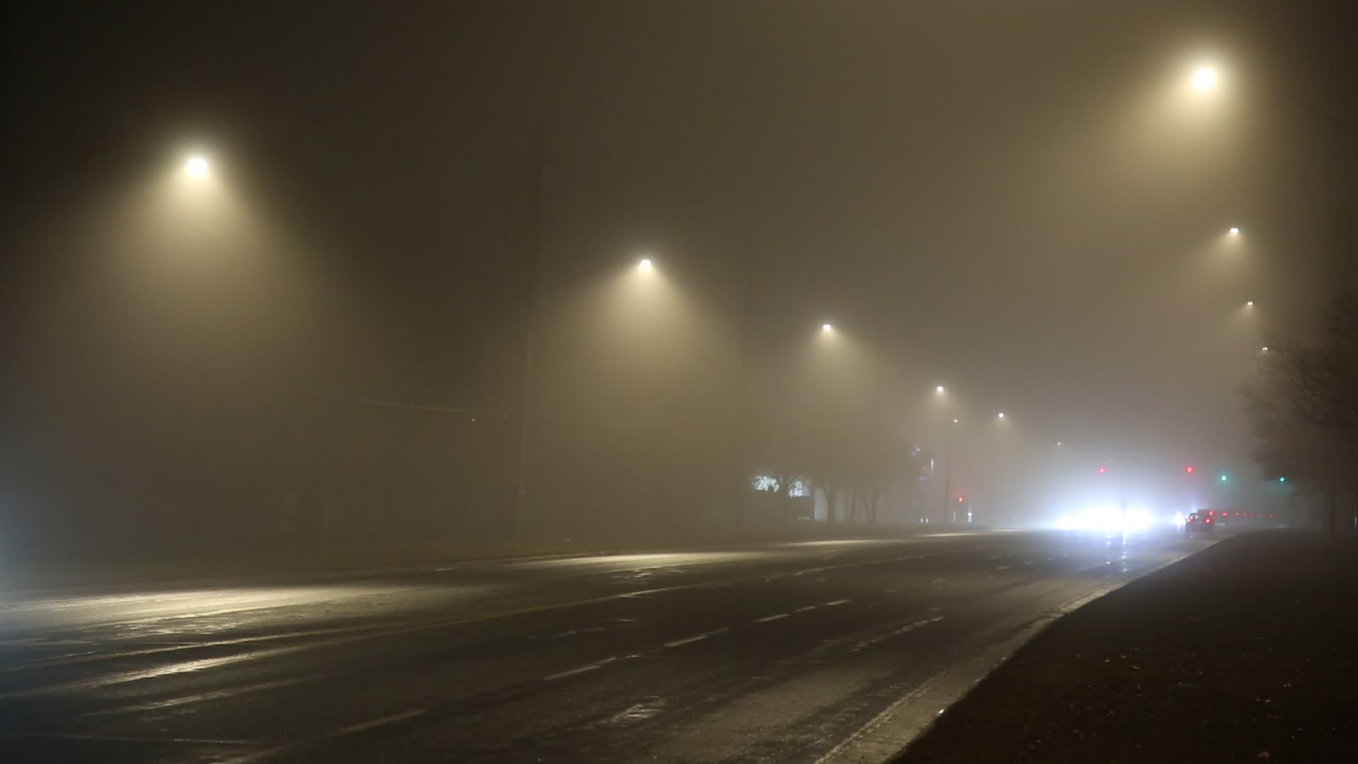Thick fog in Toronto, Canada
