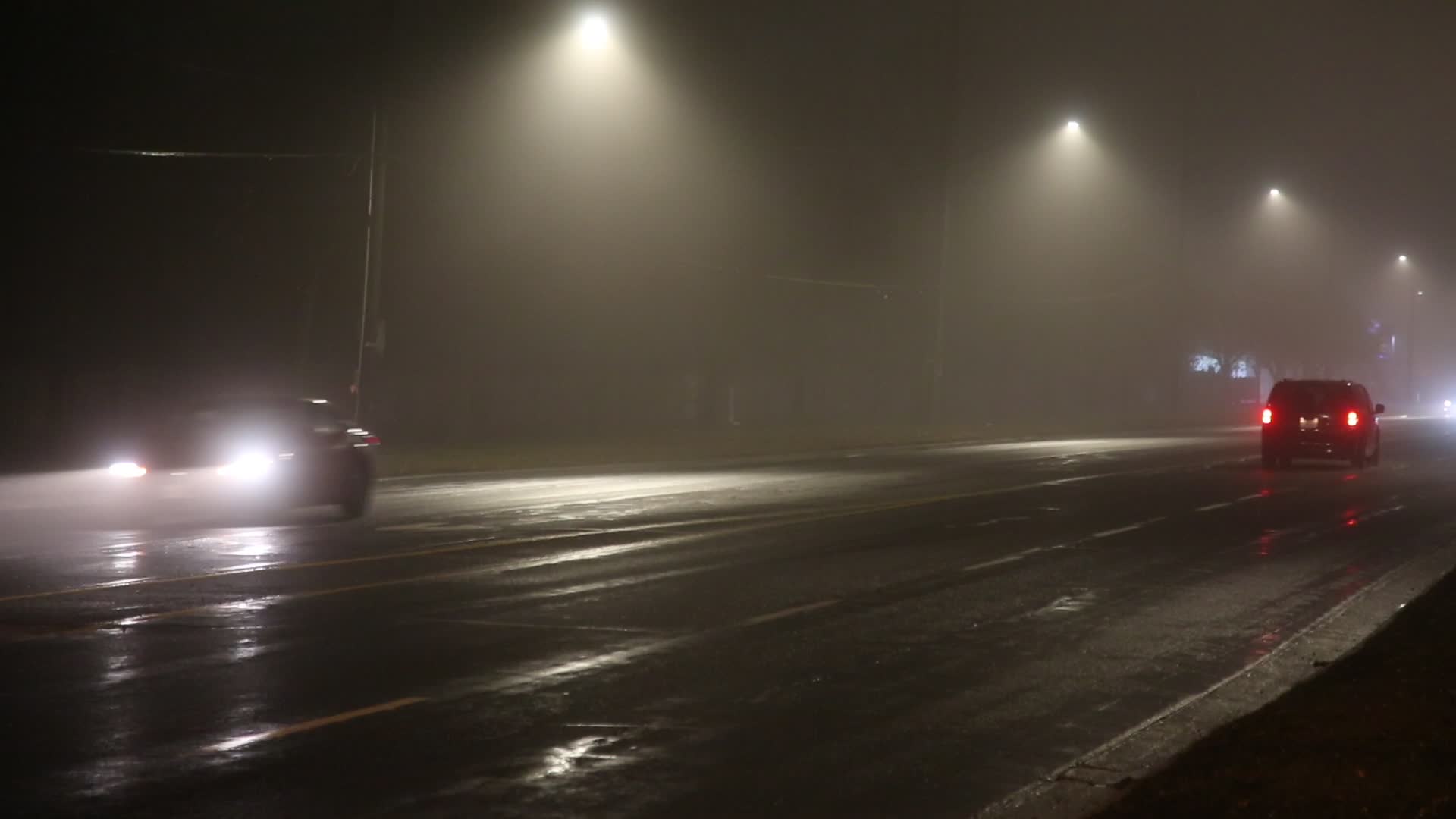 Thick fog in Toronto, Canada