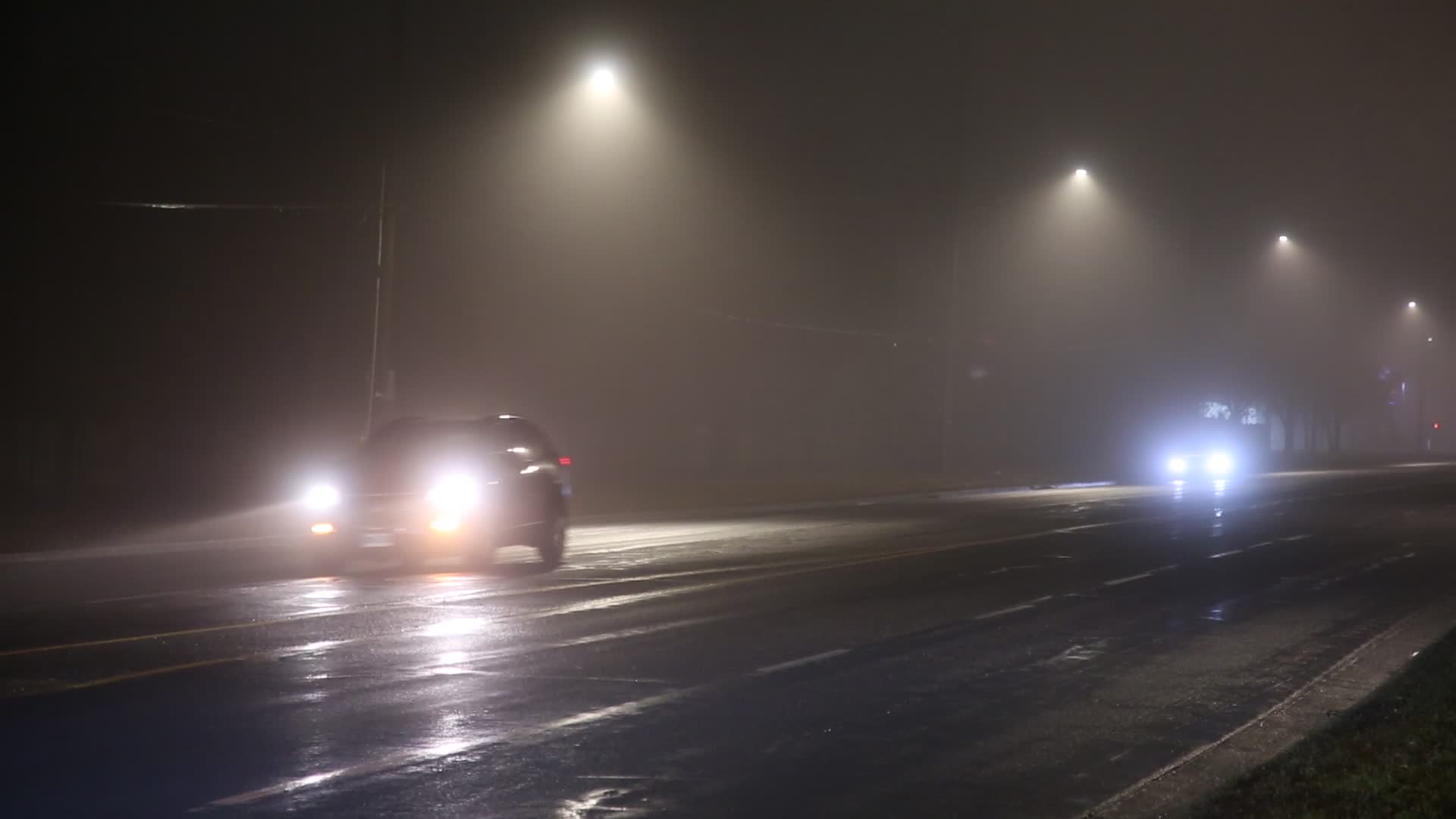 Thick fog in Toronto, Canada