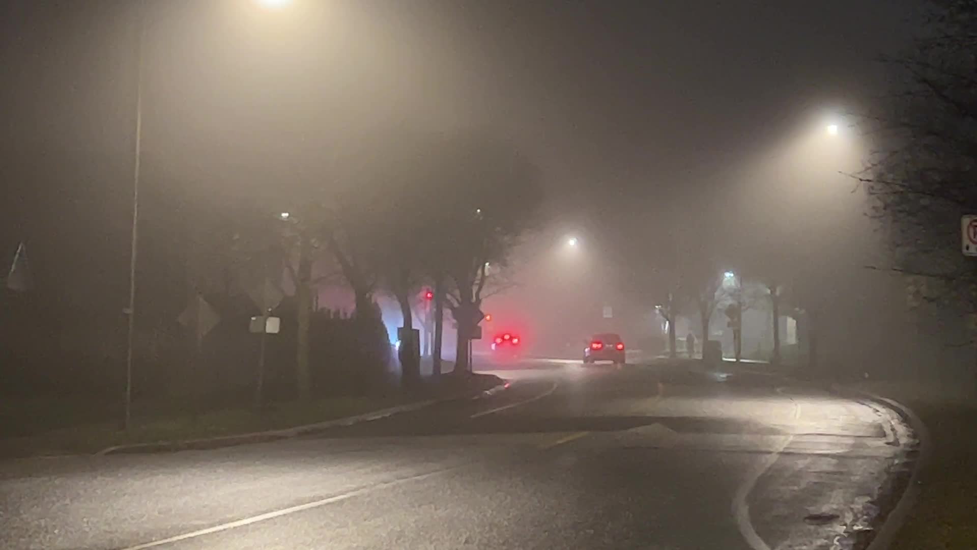 Thick fog in Toronto, Canada