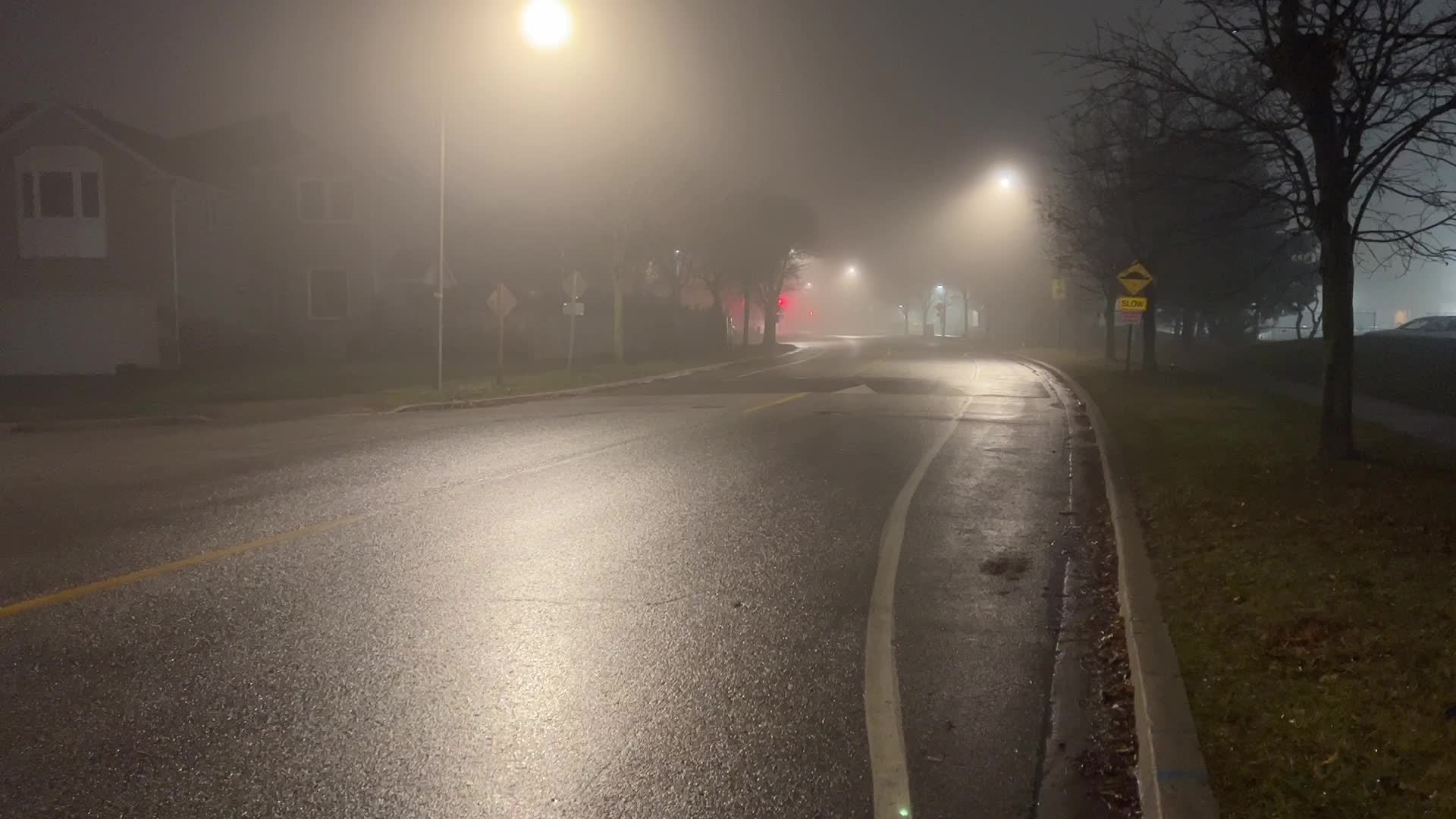 Thick fog in Toronto, Canada