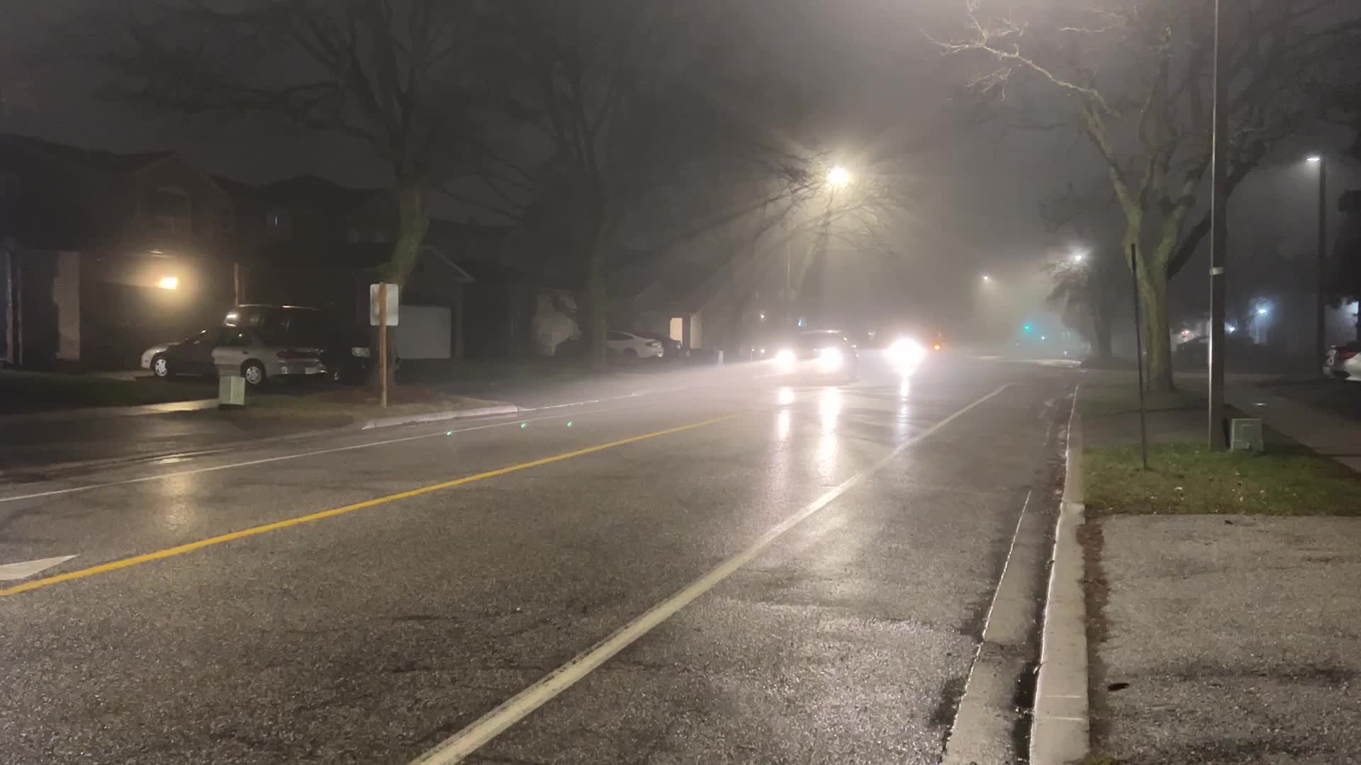 Thick fog in Toronto, Canada