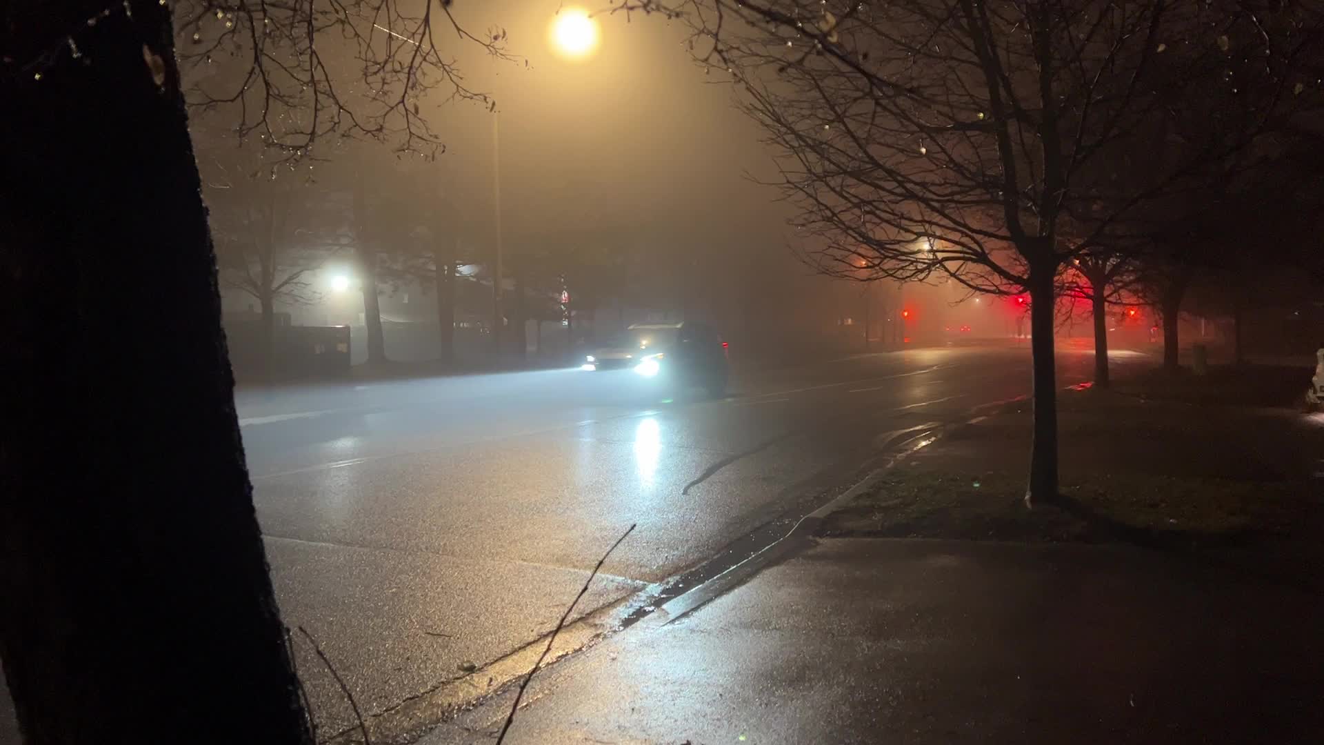 Thick fog in Toronto, Canada